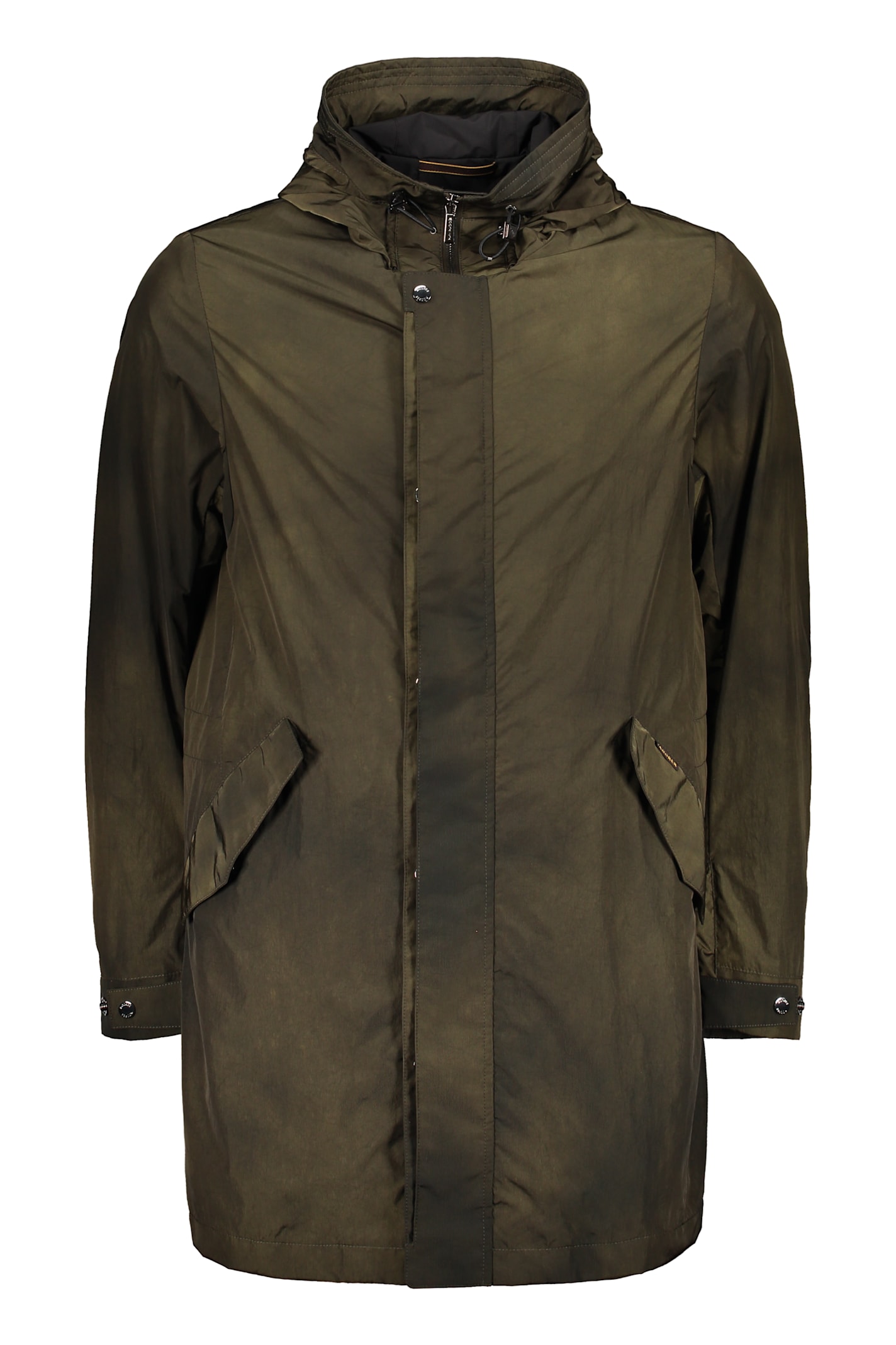 Moorer Hooded Midi Raincoat In Green