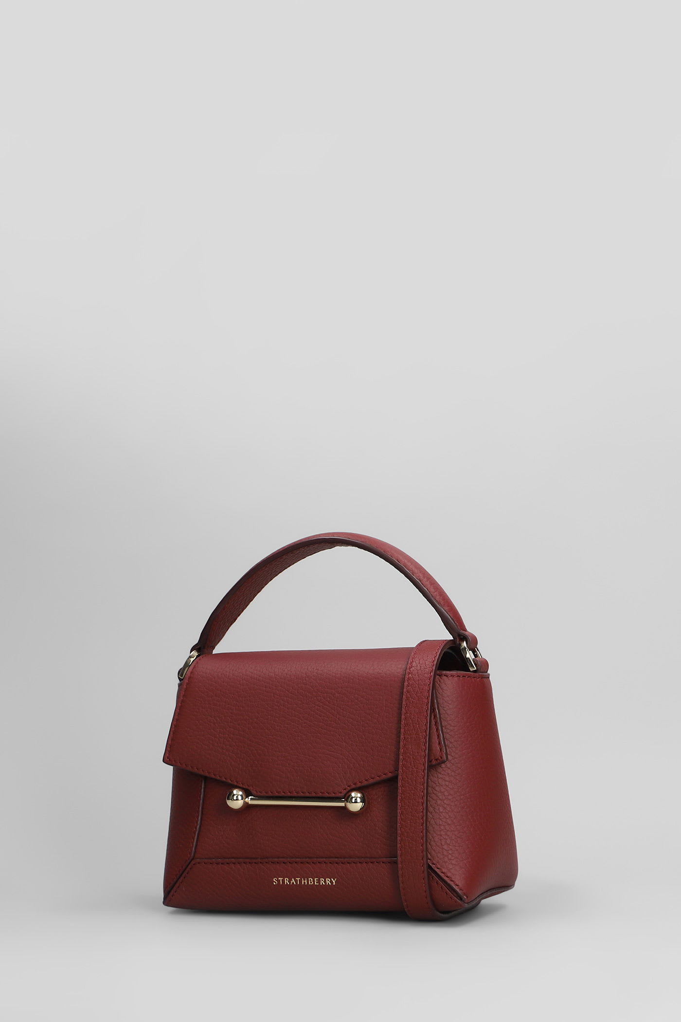 Strathberry Mosaic Shoulder Bag In Bordeaux Leather In Burgundy