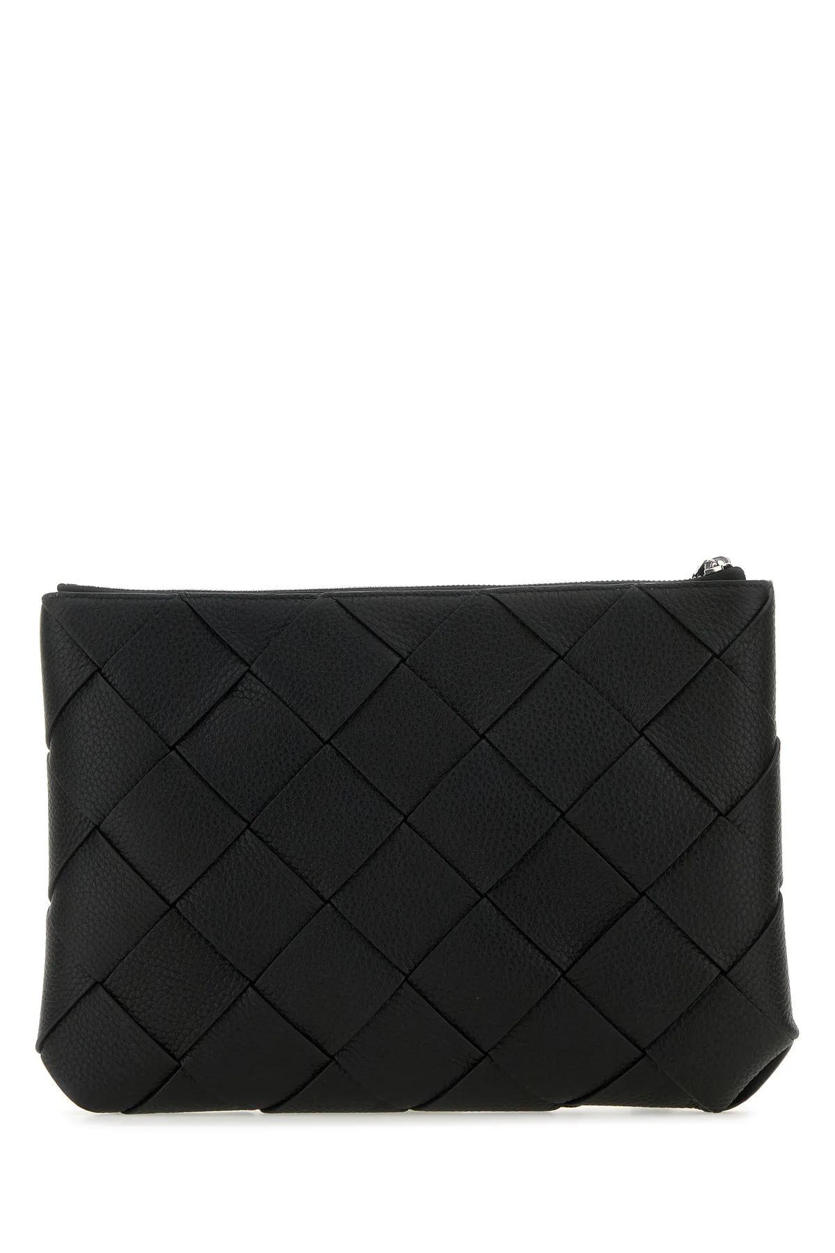 Shop Bottega Veneta Black Leather Large Diago Clutch In Nero