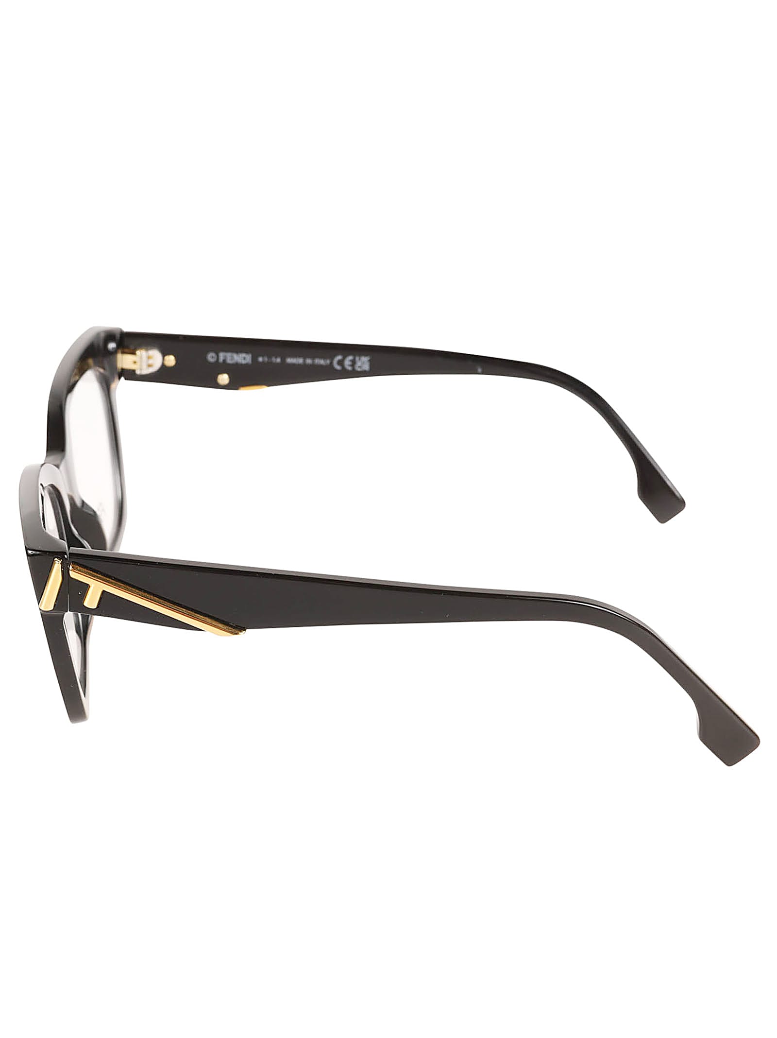 Shop Fendi Metal Logo Sided Glasses In 001 - Black