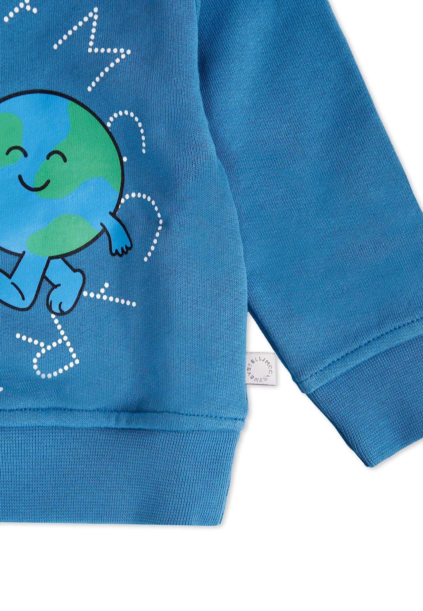 Stella Mccartney Blue Sweatshirt For Baby Boy With Smiling Sun And World In Blue