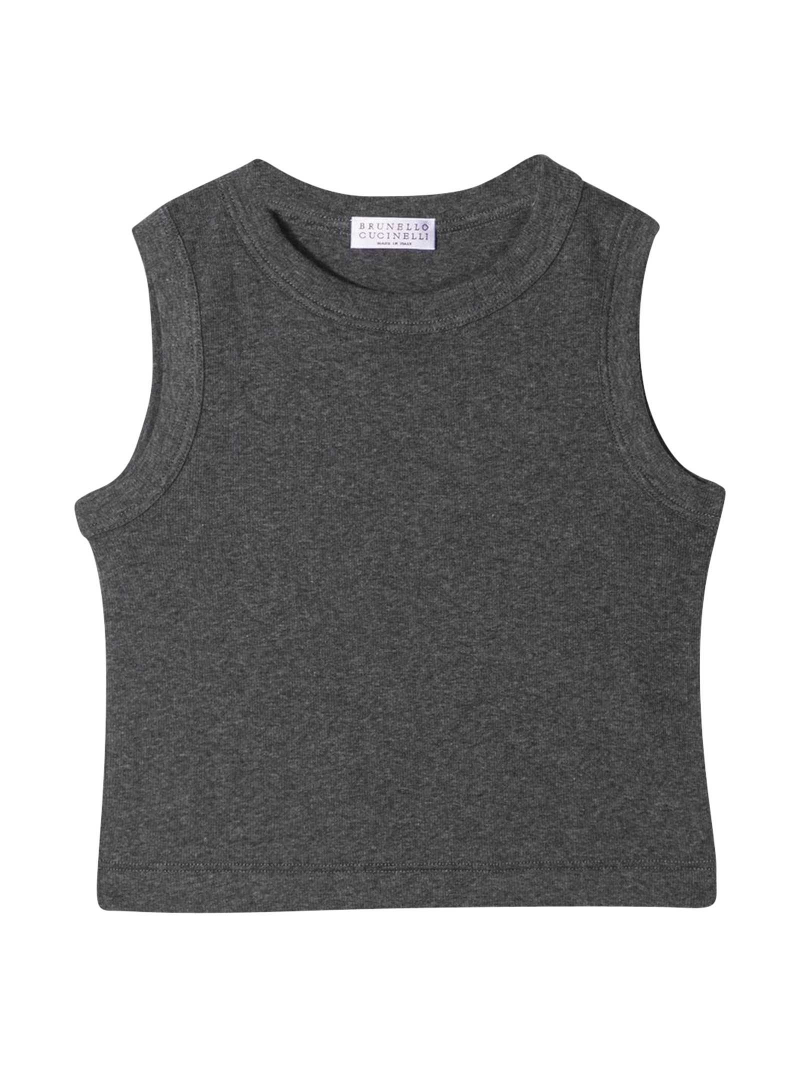 Brunello Cucinelli Crew-neck Tank Top In Grigio Scuro