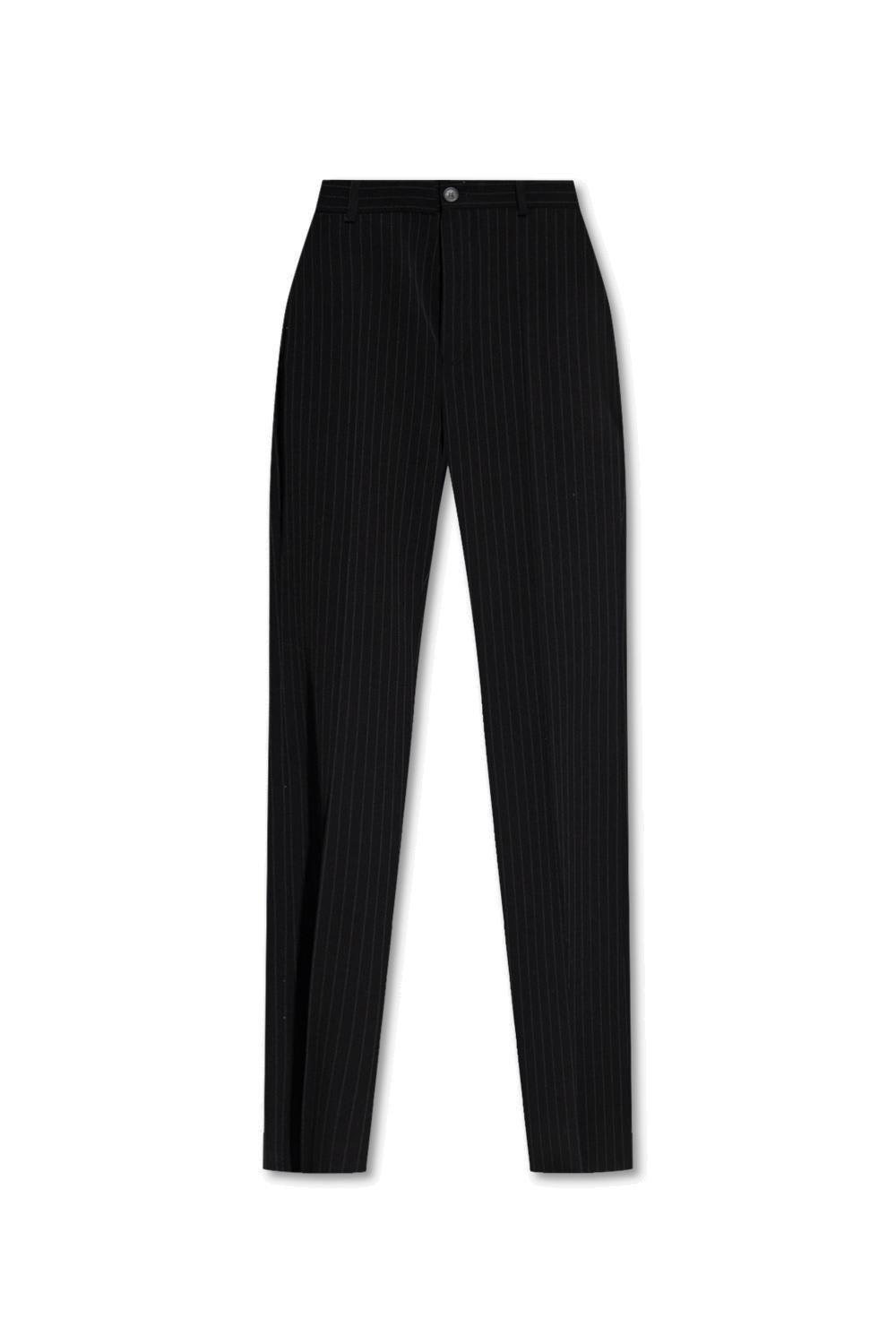 BALENCIAGA PINSTRIPED PLEAT FRONT TROUSERS