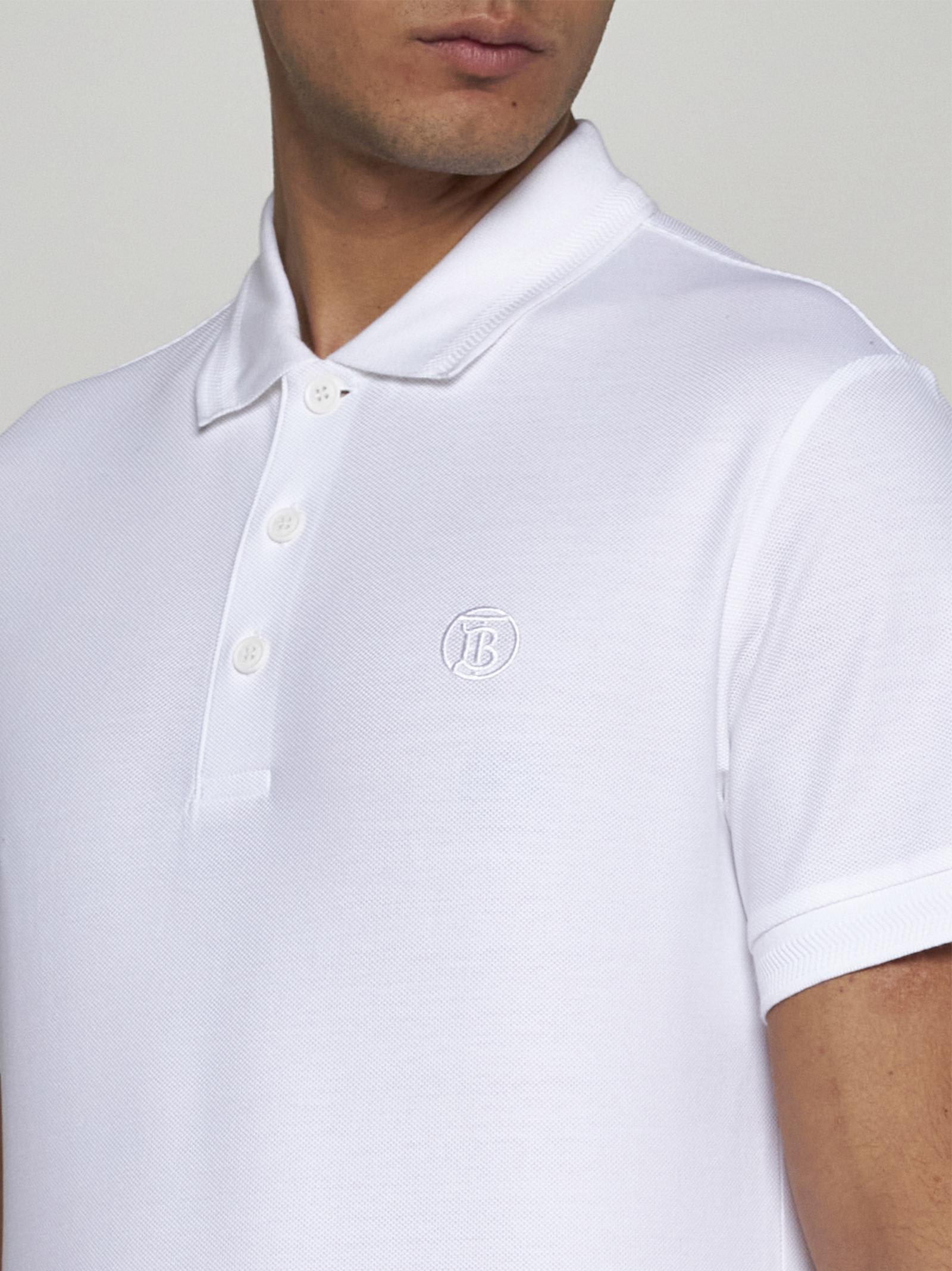 Shop Burberry Eddie Cotton Polo Shirt In White