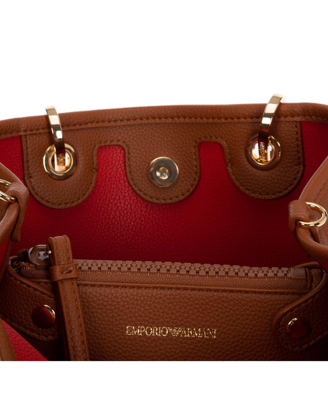 Shop Emporio Armani Logo Detailed Handbag In Leather