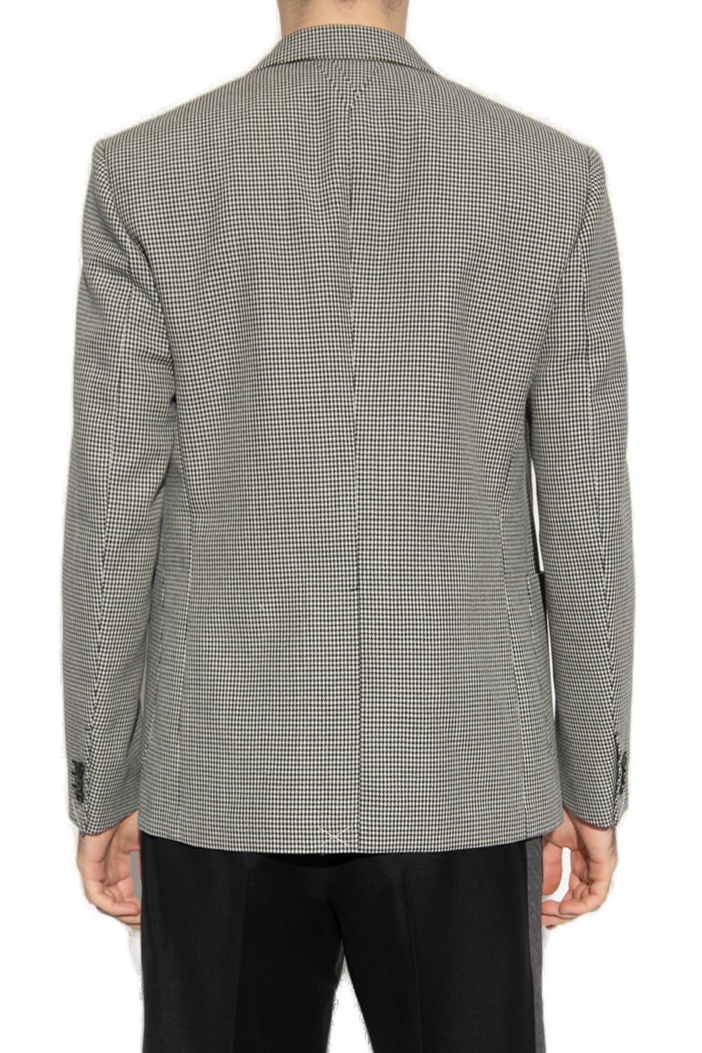 Shop Versace Single-breasted Logo Embroidered Blazer