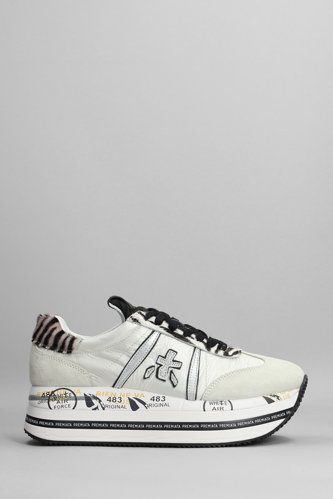 Premiata Beth Sneakers In Grey Suede And Fabric