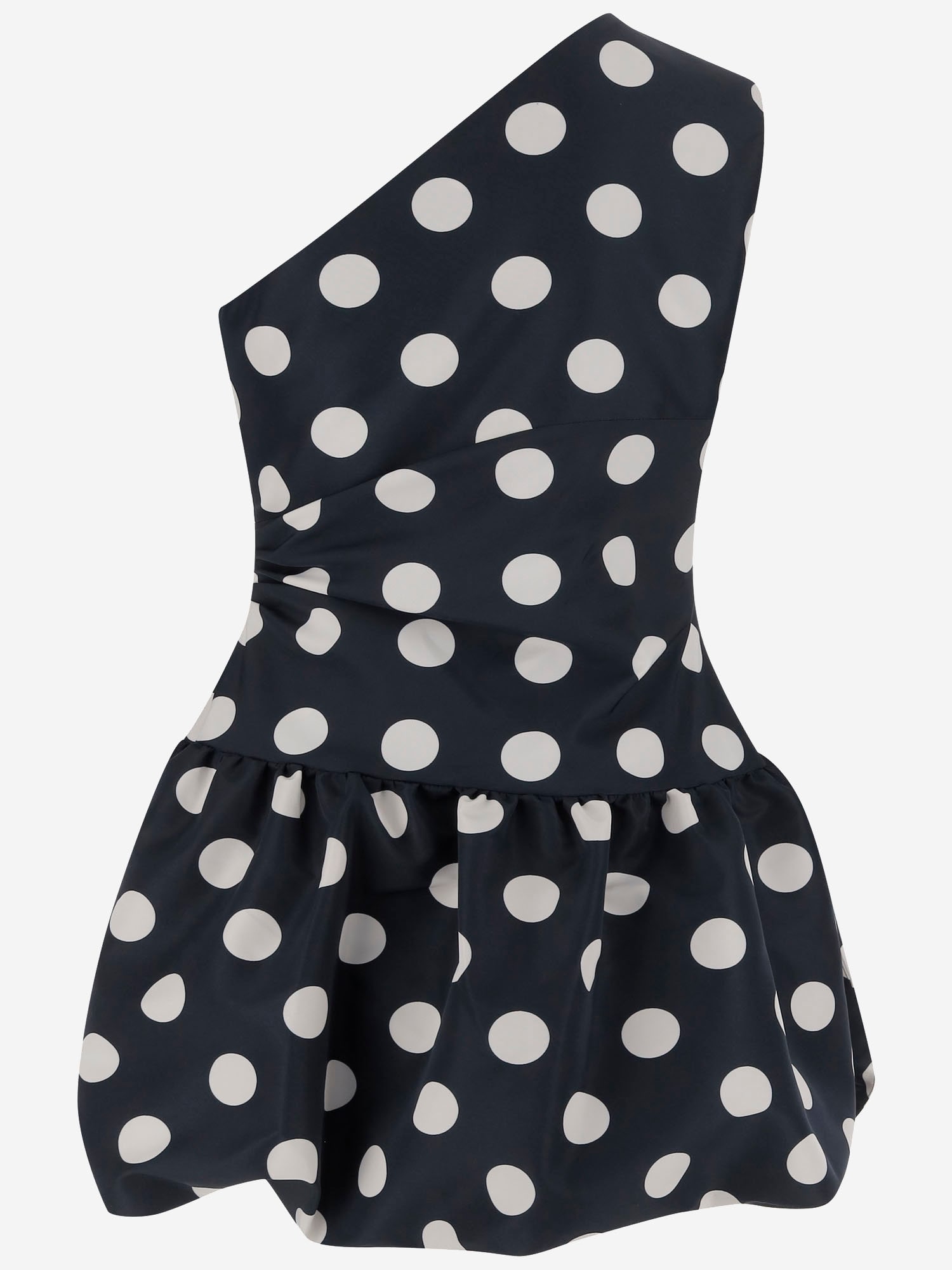 Shop Patou Polka Dot One-shoulder Dress In Blue