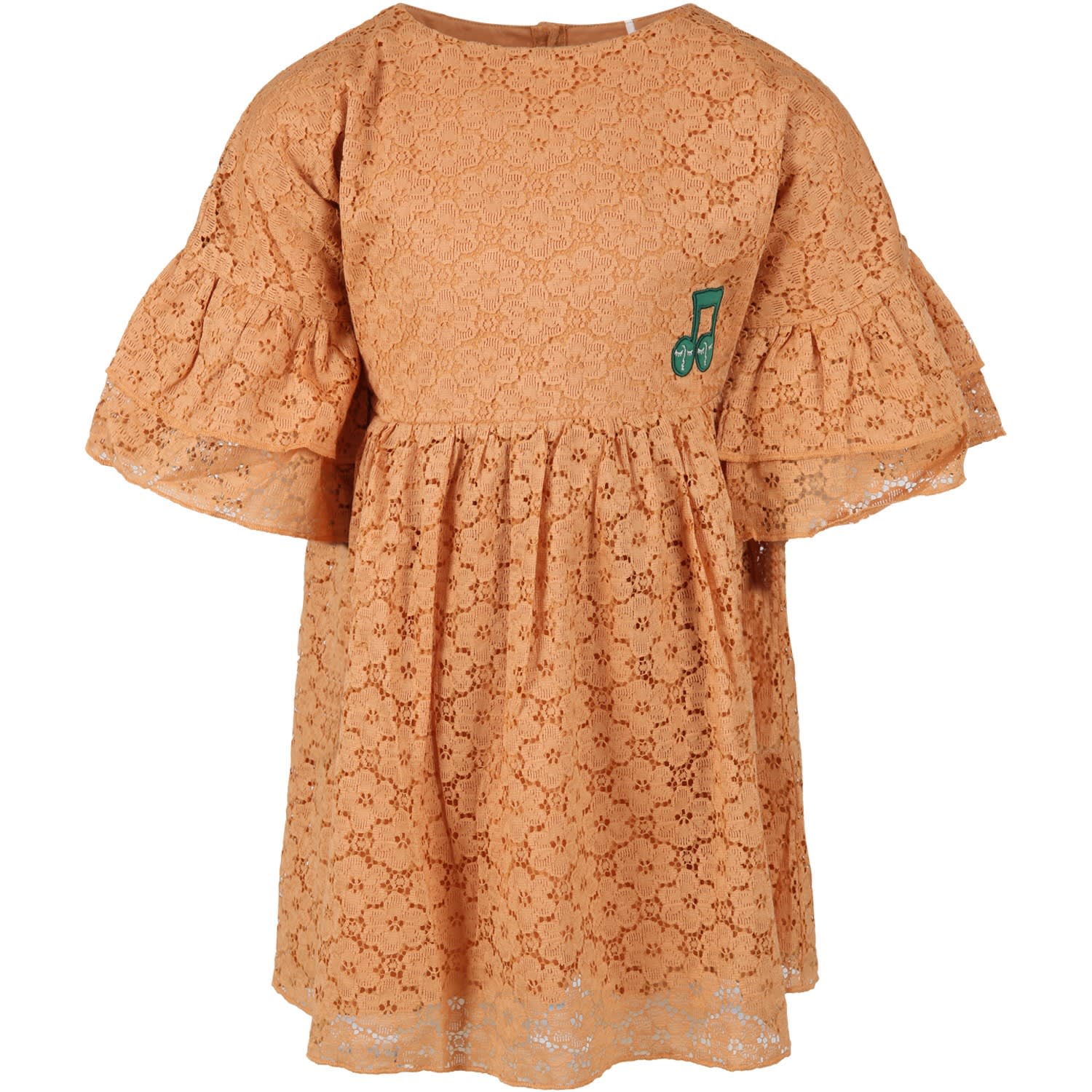 Mini Rodini Beige Dress For Girl With Musical Note