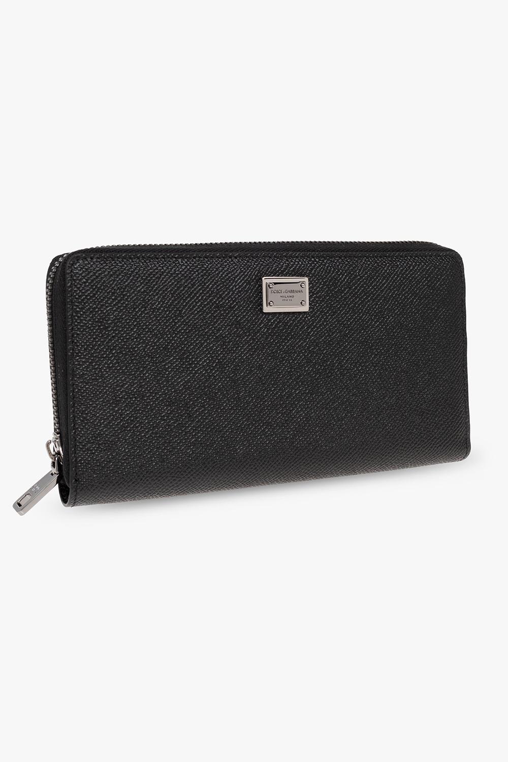Dolce & Gabbana Logo Plaque Zip-around Wallet In Black