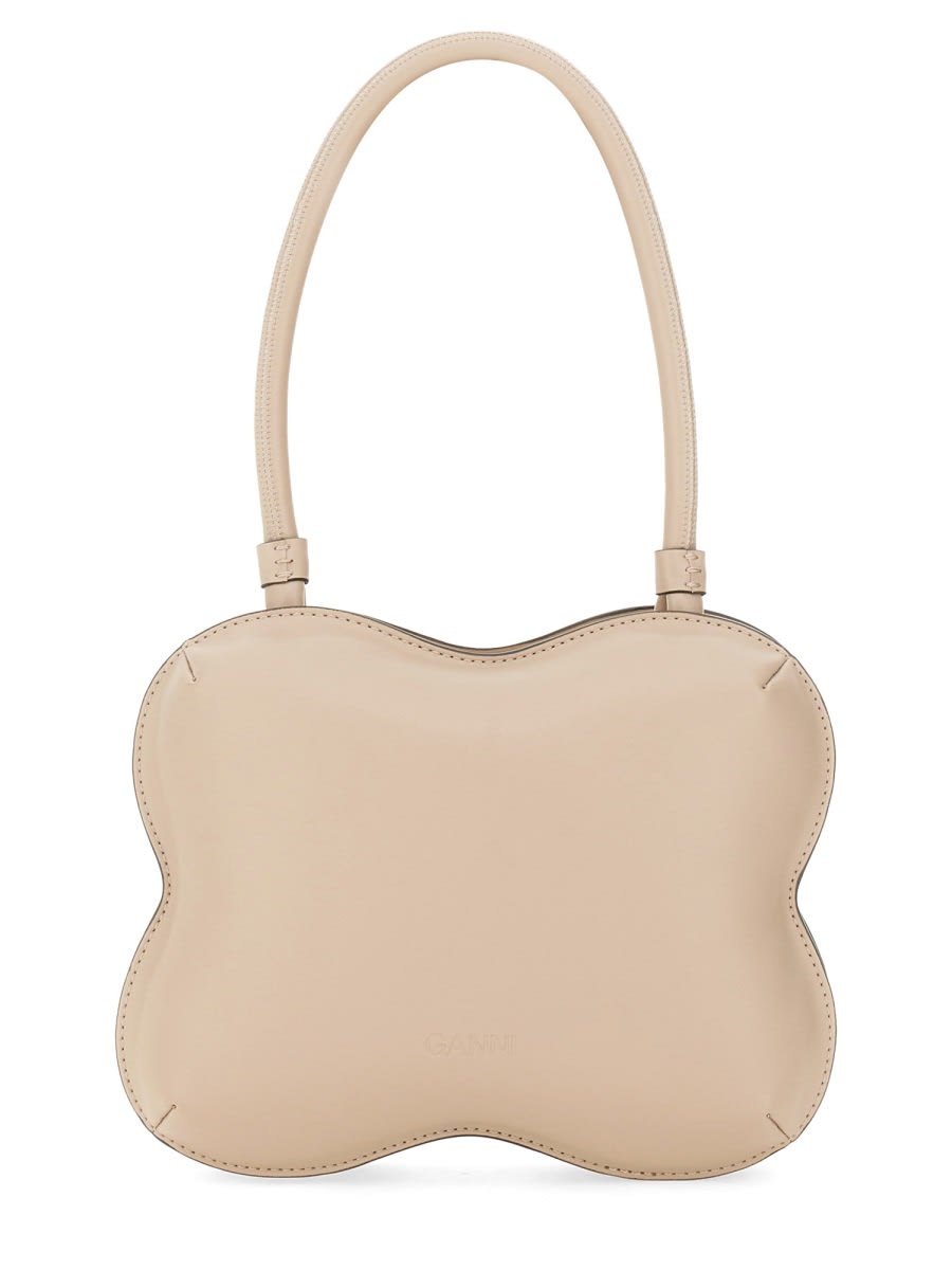 Shop Ganni Butterfly Bag In Grigio