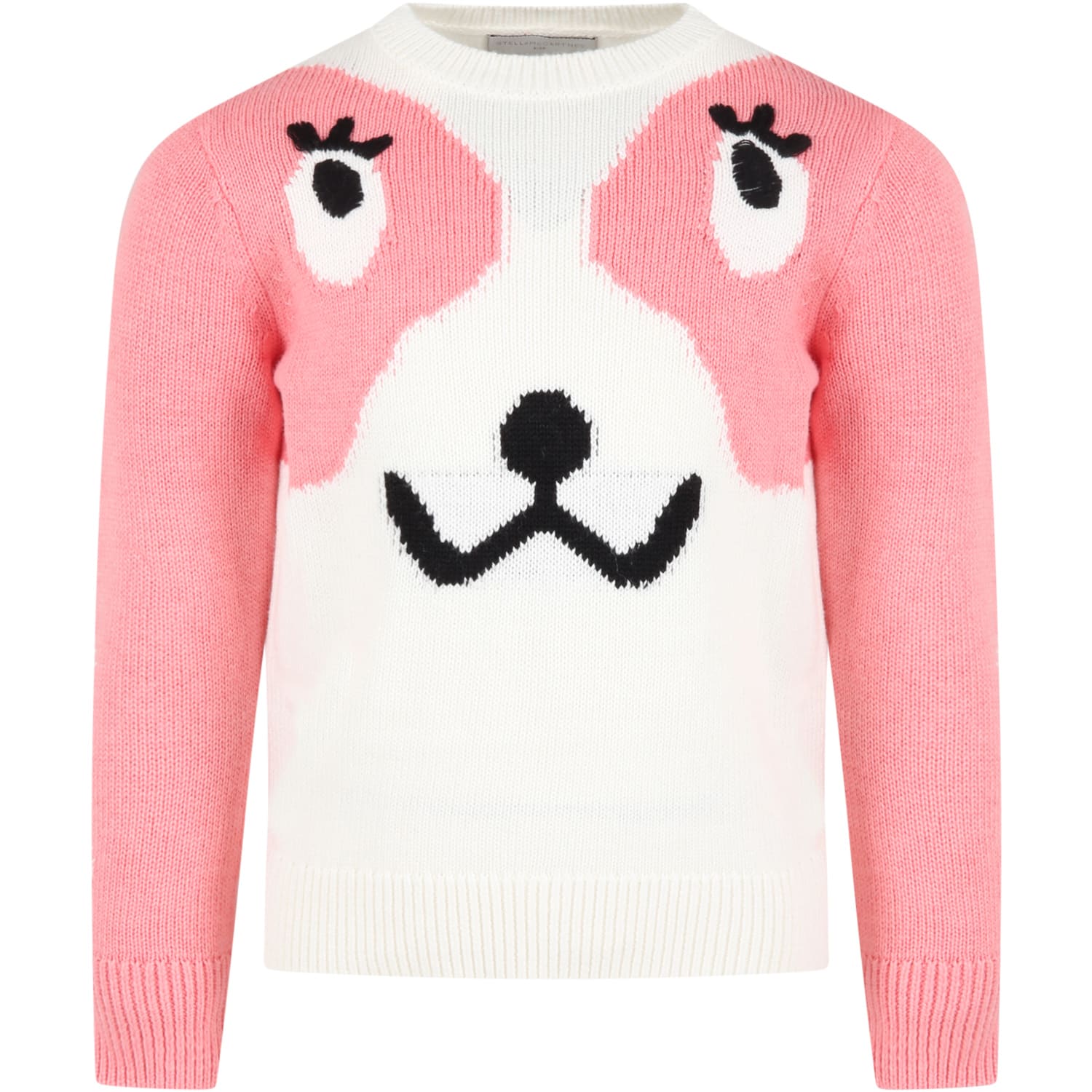 Stella McCartney Kids White Sweater For Girl With Dog