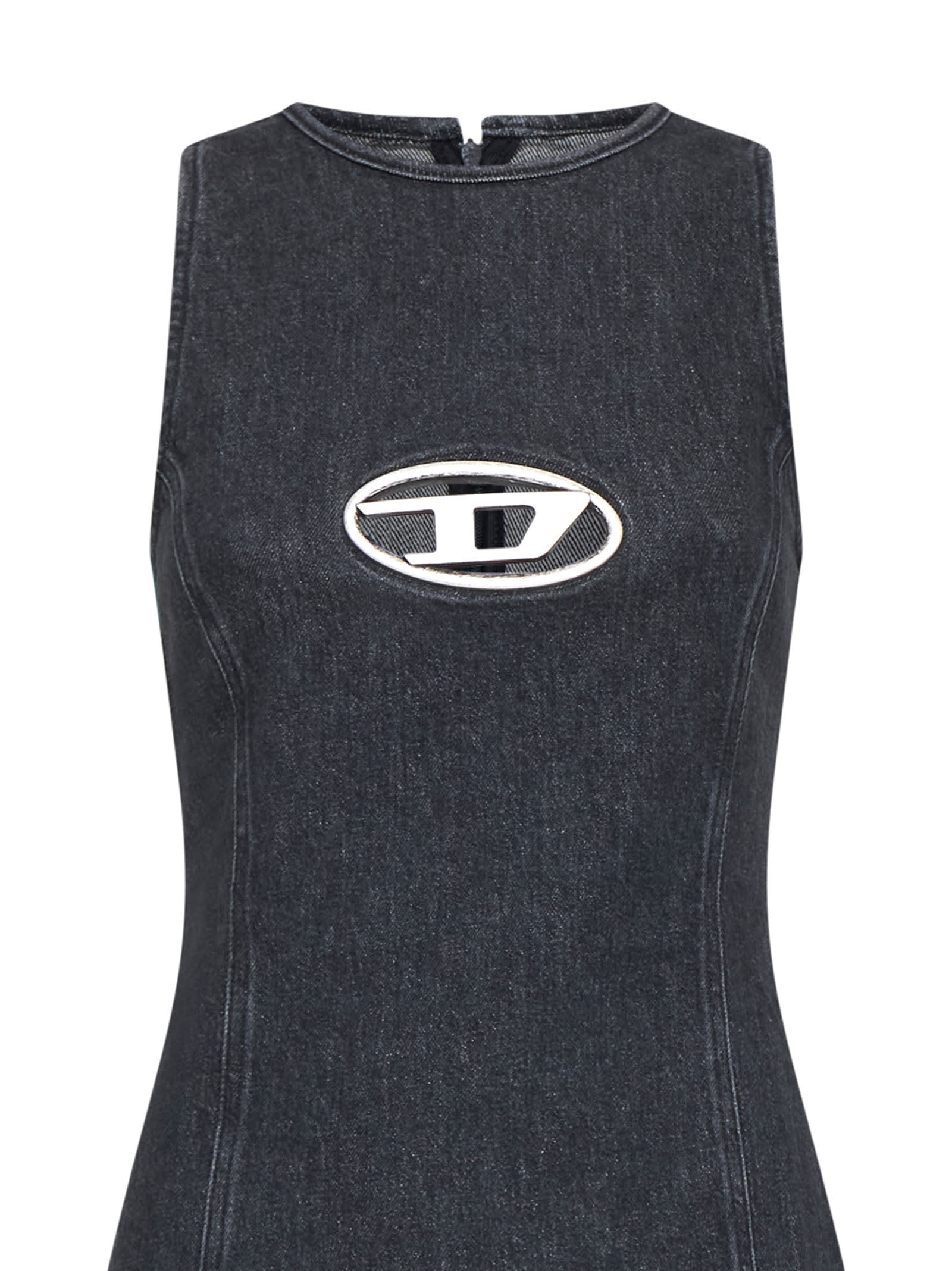 Diesel De-ferriz Logo Mini Dress In Black