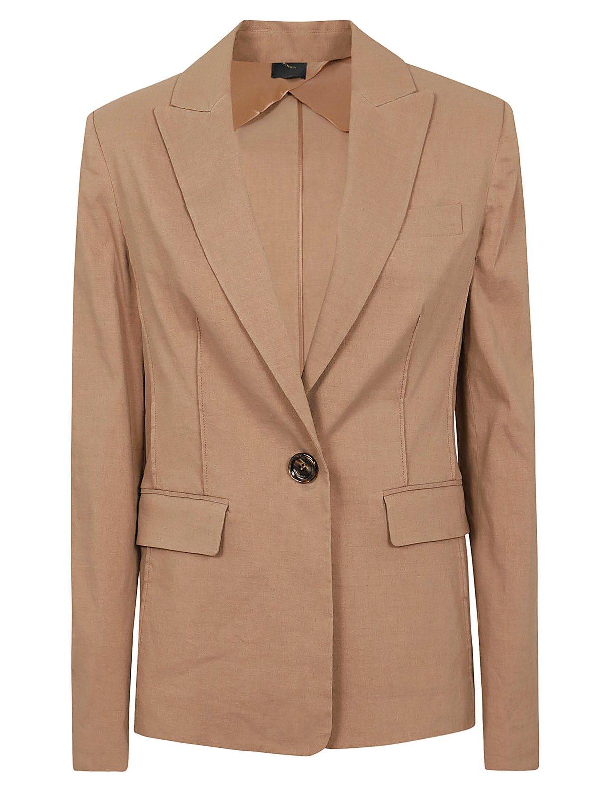 Shop Pinko Single-breasted Tailored Blazer In Brown
