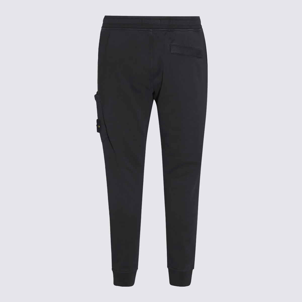 Stone Island Brushed Cotton Joggers With Adjustable Drawstring And Side Logo Badge In Black