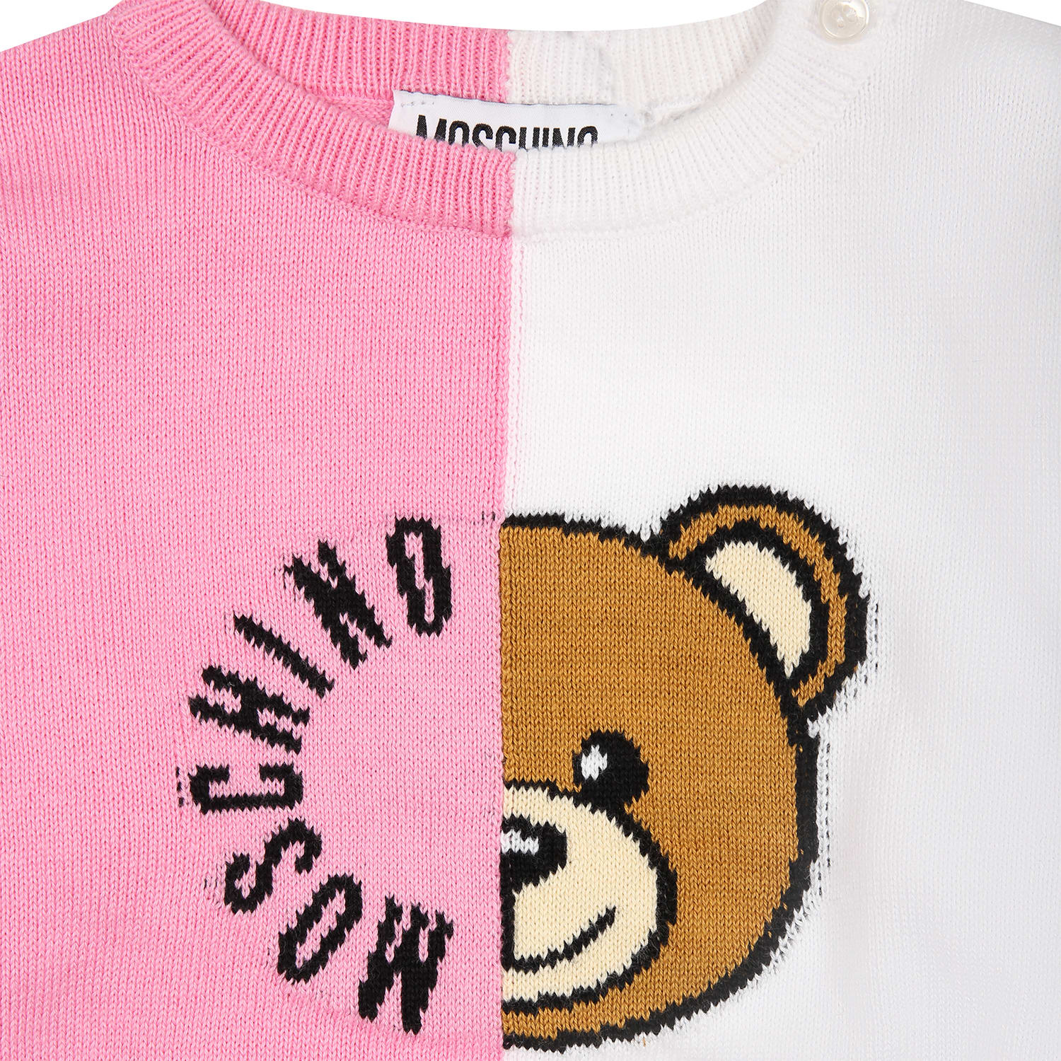 Shop Moschino Multicolor Sweater For Baby Girl With Teddy Bear