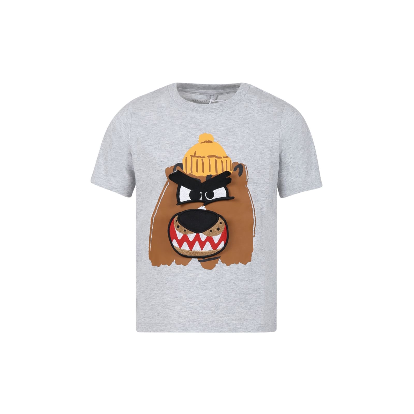 Shop Stella Mccartney Grey T-shirt For Boy With Printed Bear