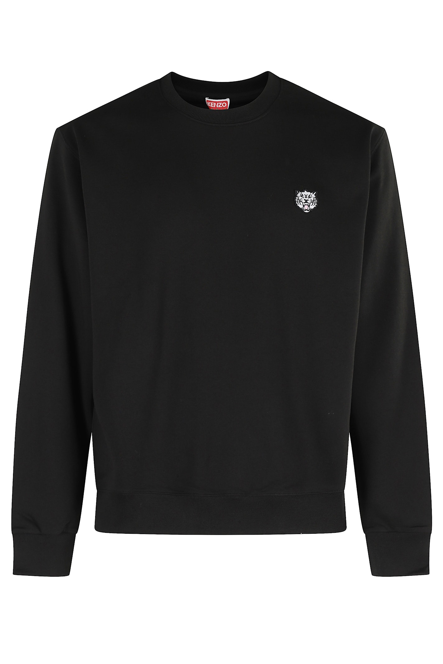 Kenzo Happy Tiger Embroidered Classic Sweatshirt Sweatshirts Black In Black