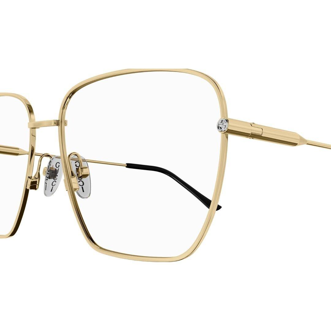 Shop Gucci Rectangle Frame Glasses In 001 Gold Gold Transparent