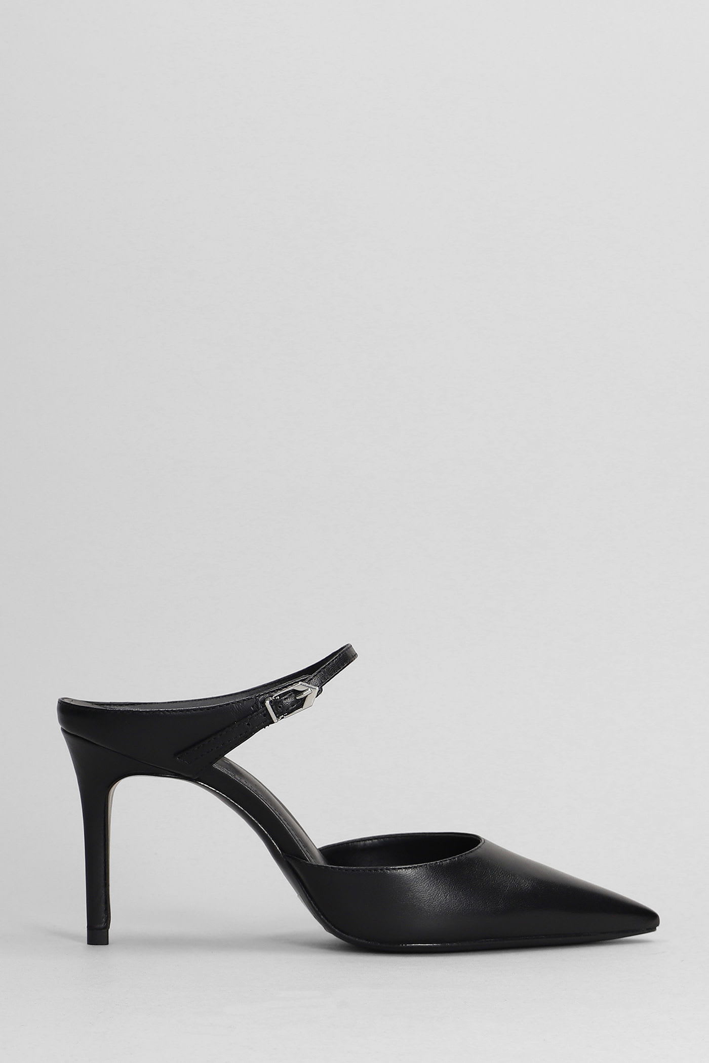 SCHUTZ LAURA MULE SLIPPER-MULE IN BLACK LEATHER
