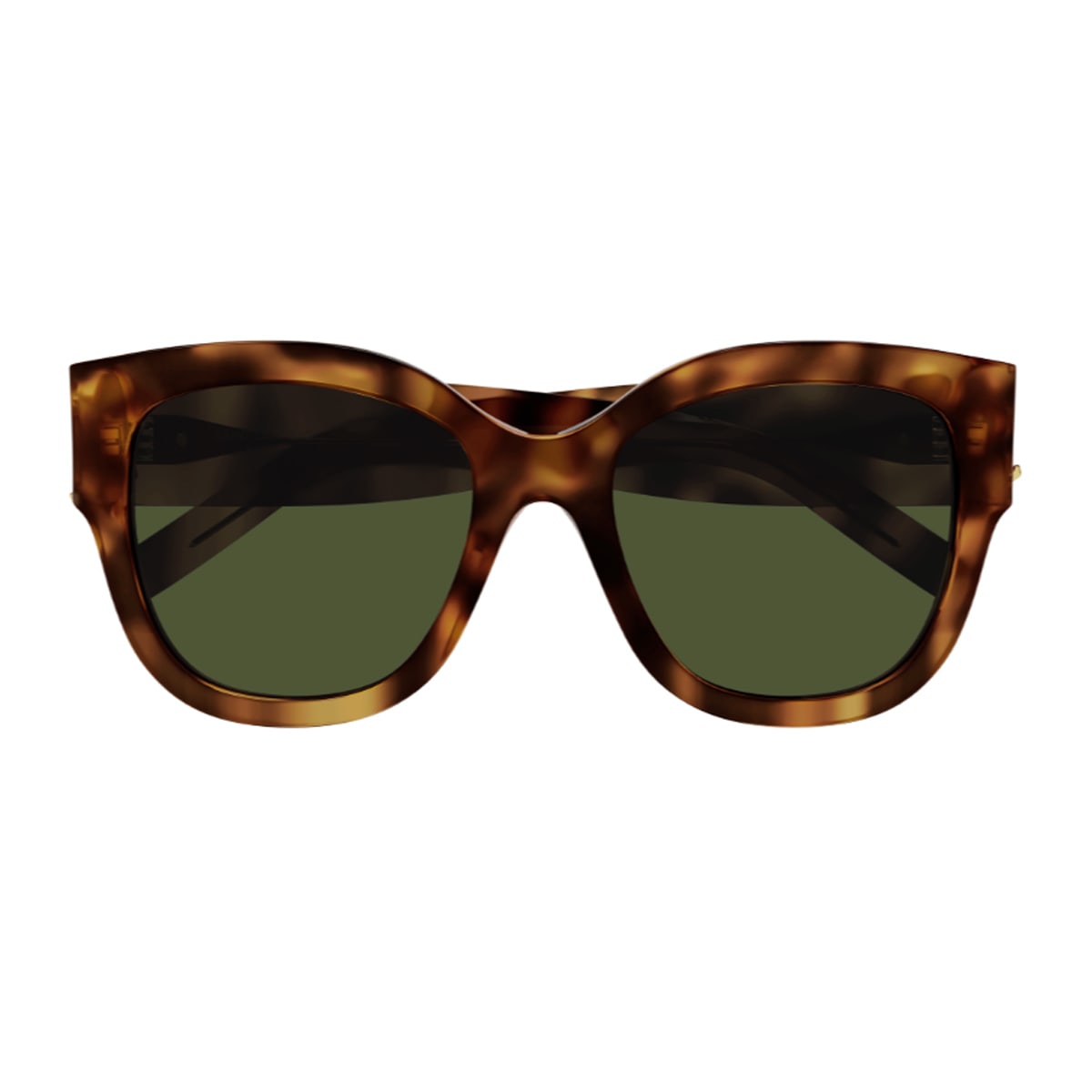 Saint Laurent Sl M95/f Linea Monogram 003 Havana Green Sunglasses In Brown