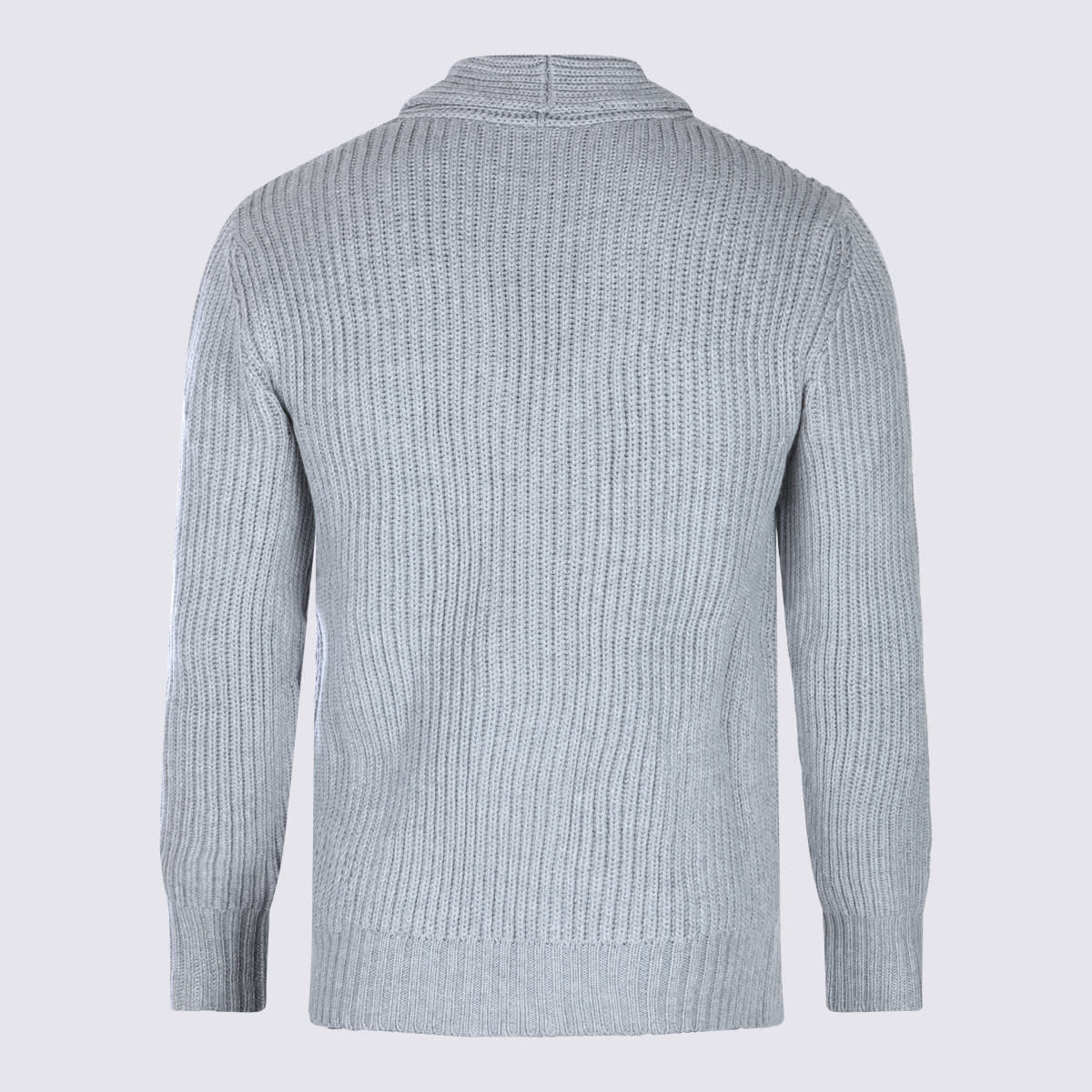 Eleventy Ribbed Texture Shawl Collar Long Sleeves In Gray