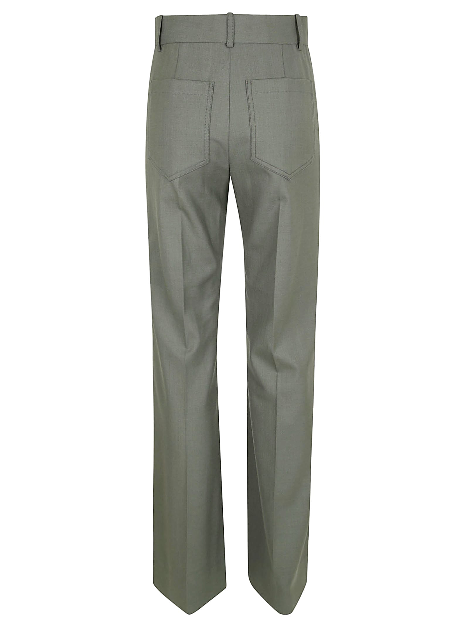 Victoria Beckham Wide Leg Trousers With Pockets And Loops In Green