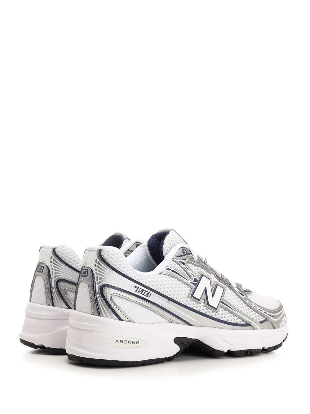 New Balance Mesh And Leather Sneakers In White Silver Navy