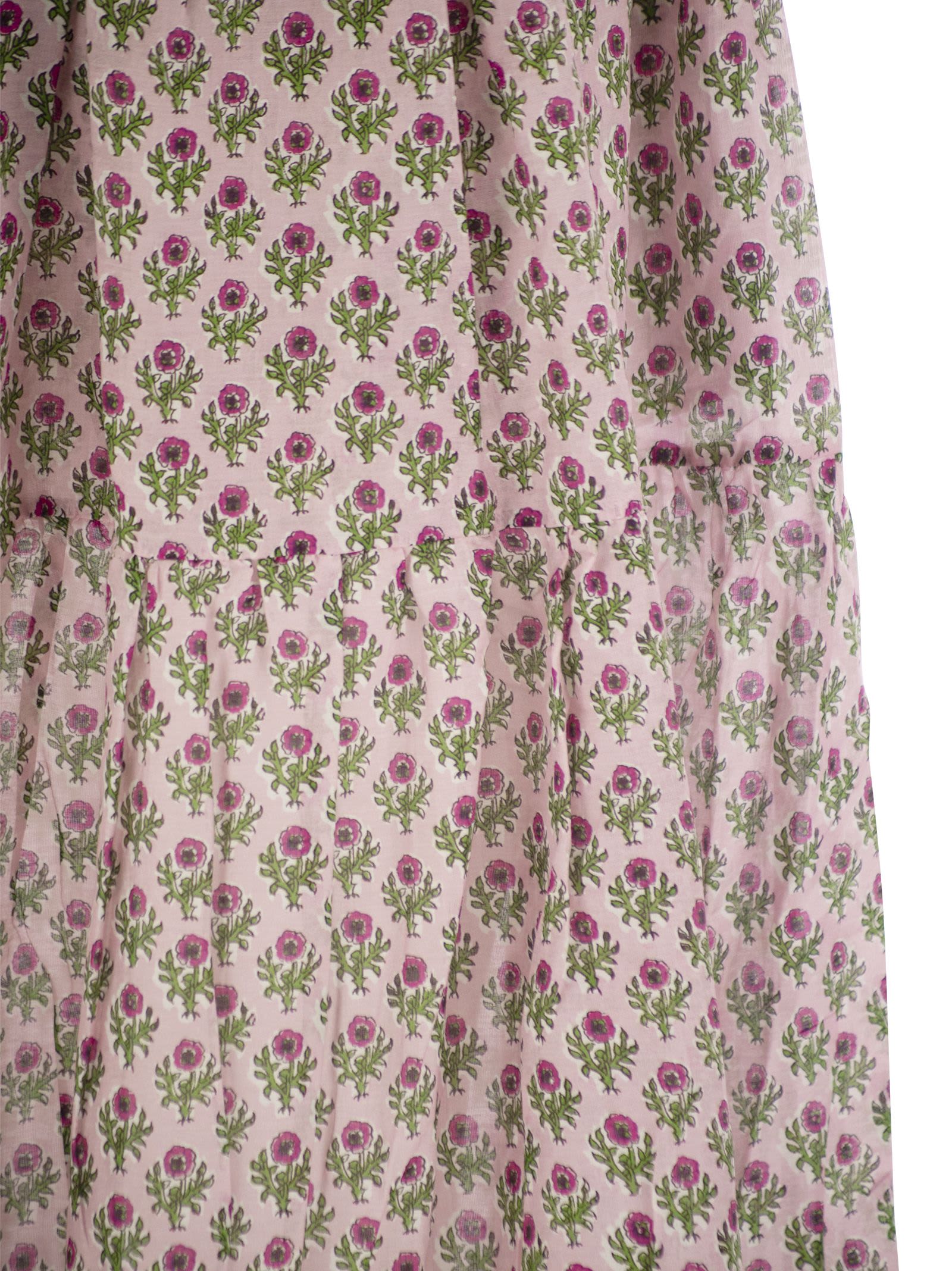 Shop Mc2 Saint Barth Cheyenne - Long Skirt In Cotton And Silk. In Pink