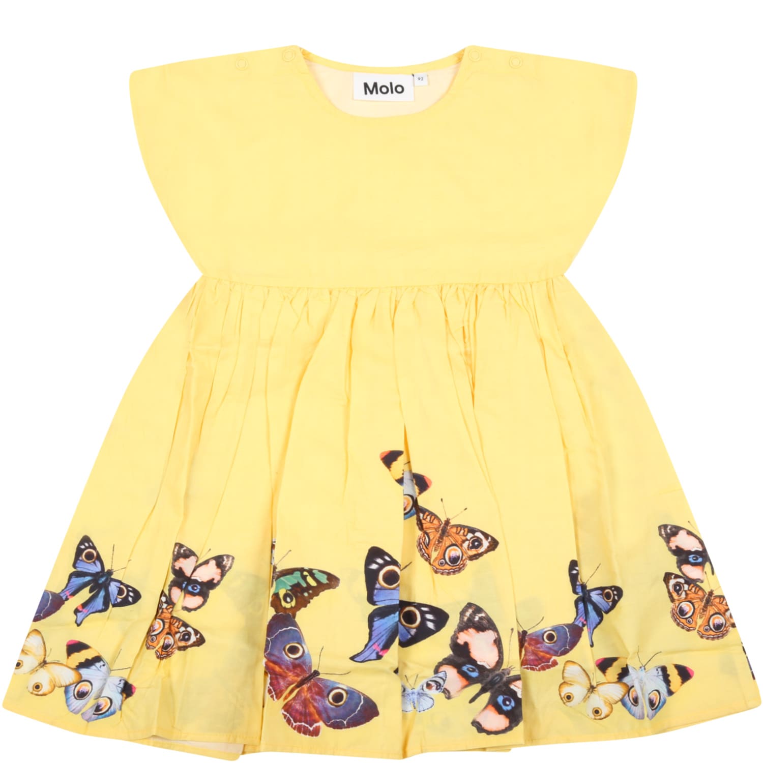 Molo Yellow Dress For Baby Girl With Butterflies