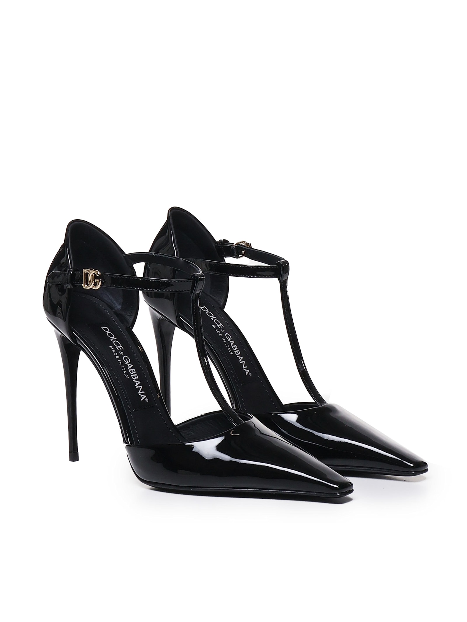 Shop Dolce & Gabbana T-bar Mun In Patent Leather In Black