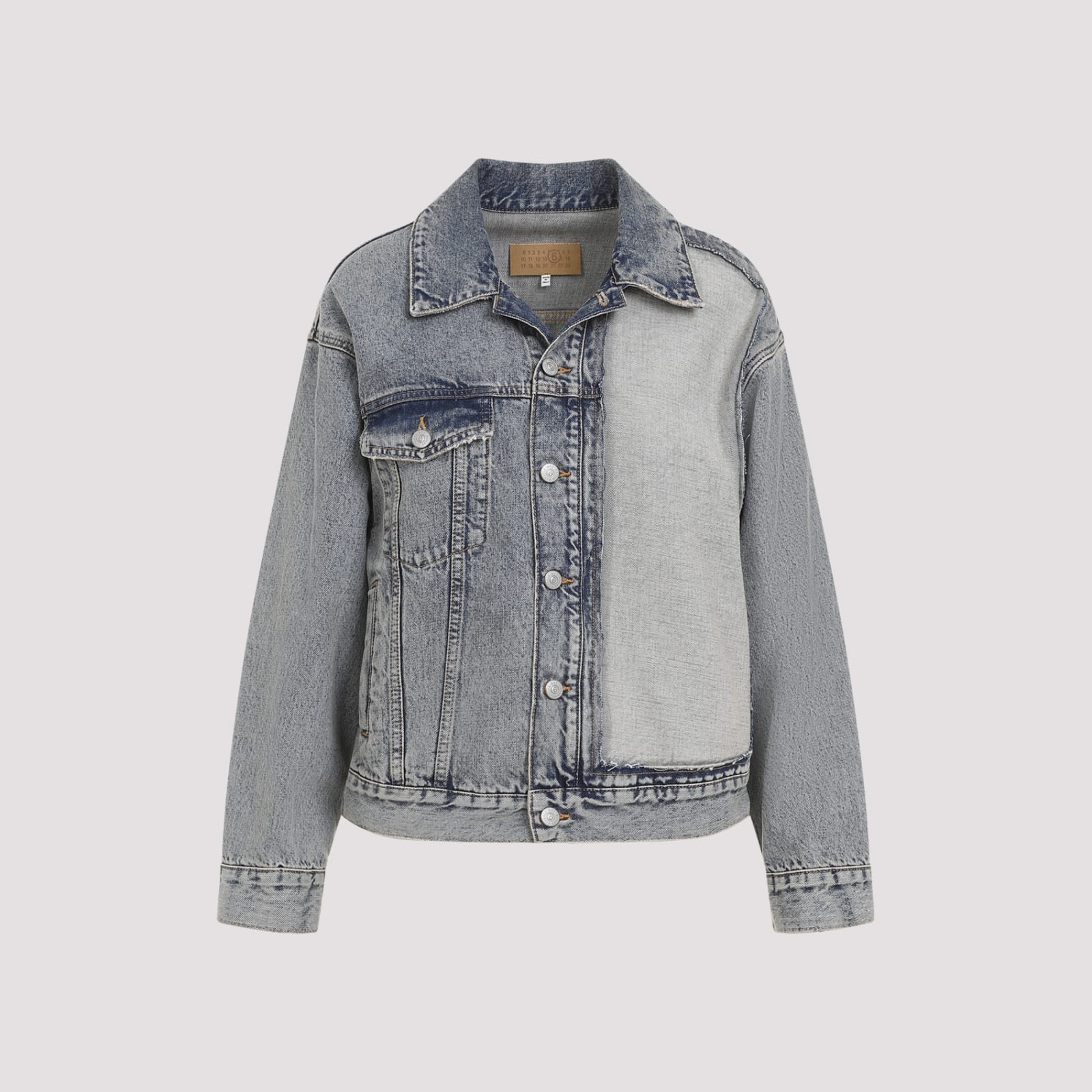 Shop Mm6 Maison Margiela Denim Jacket In Light Blue