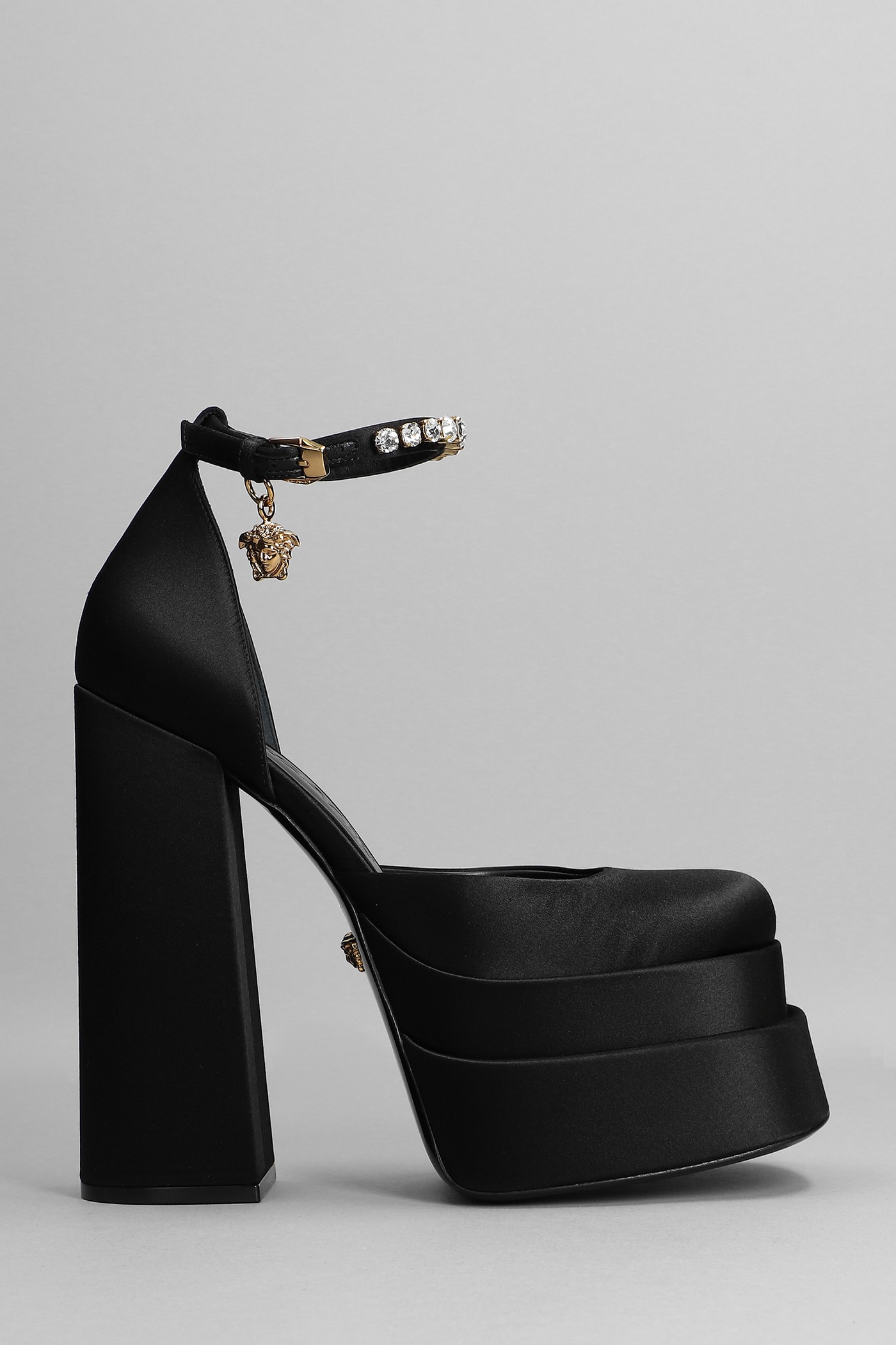 Versace Aevitas Pumps In Black Satin