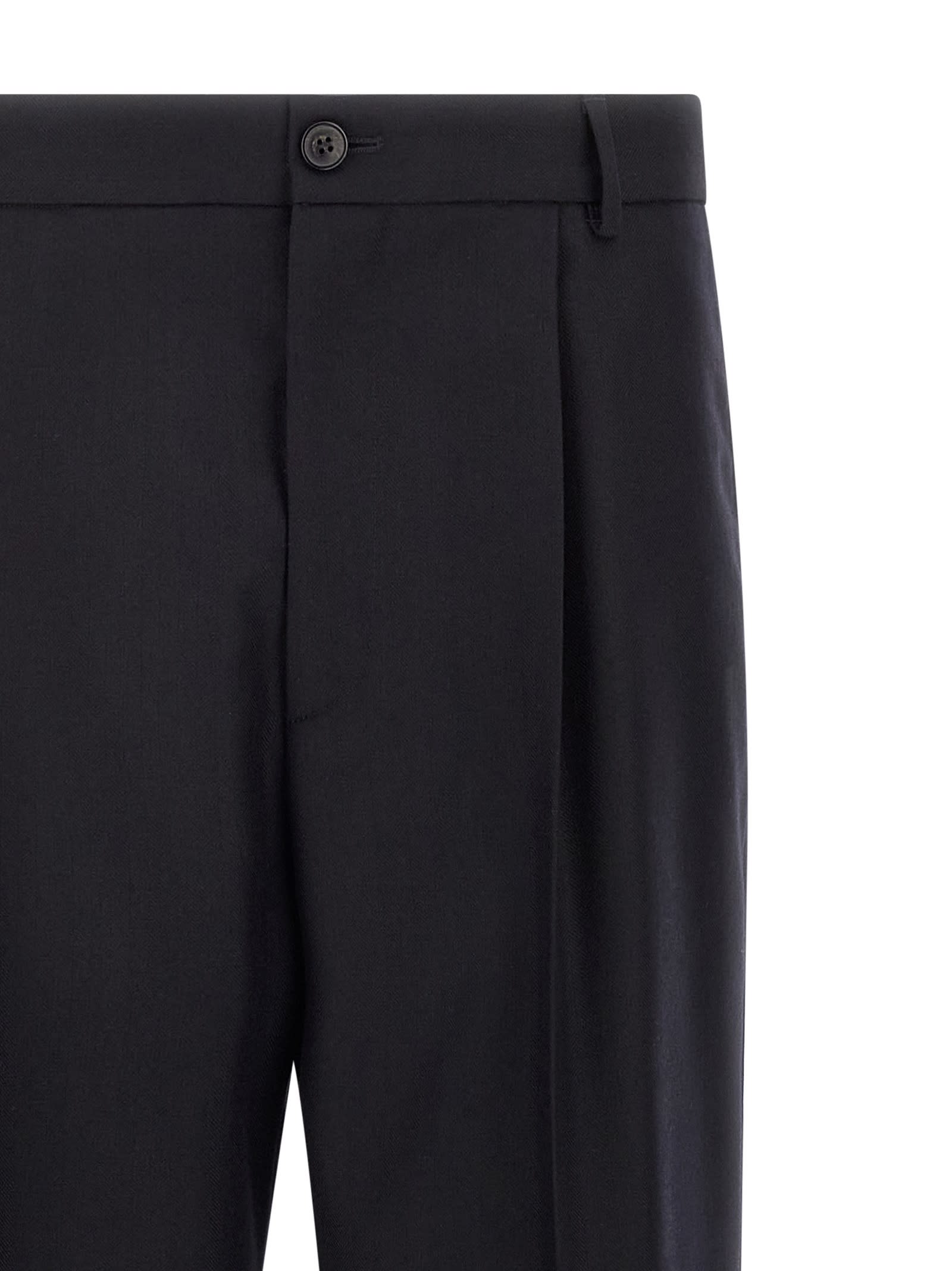 Dries Van Noten Pleated Trousers With Belt Loops And Back Pocket In Black