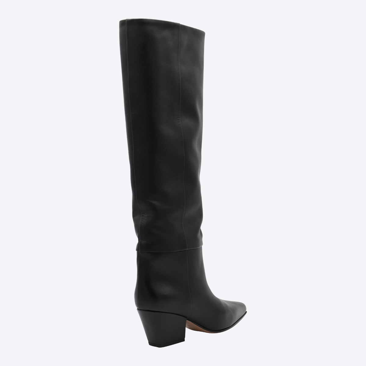 Paris Texas Jane Knee-high Leather Texan Heel Boots In Black