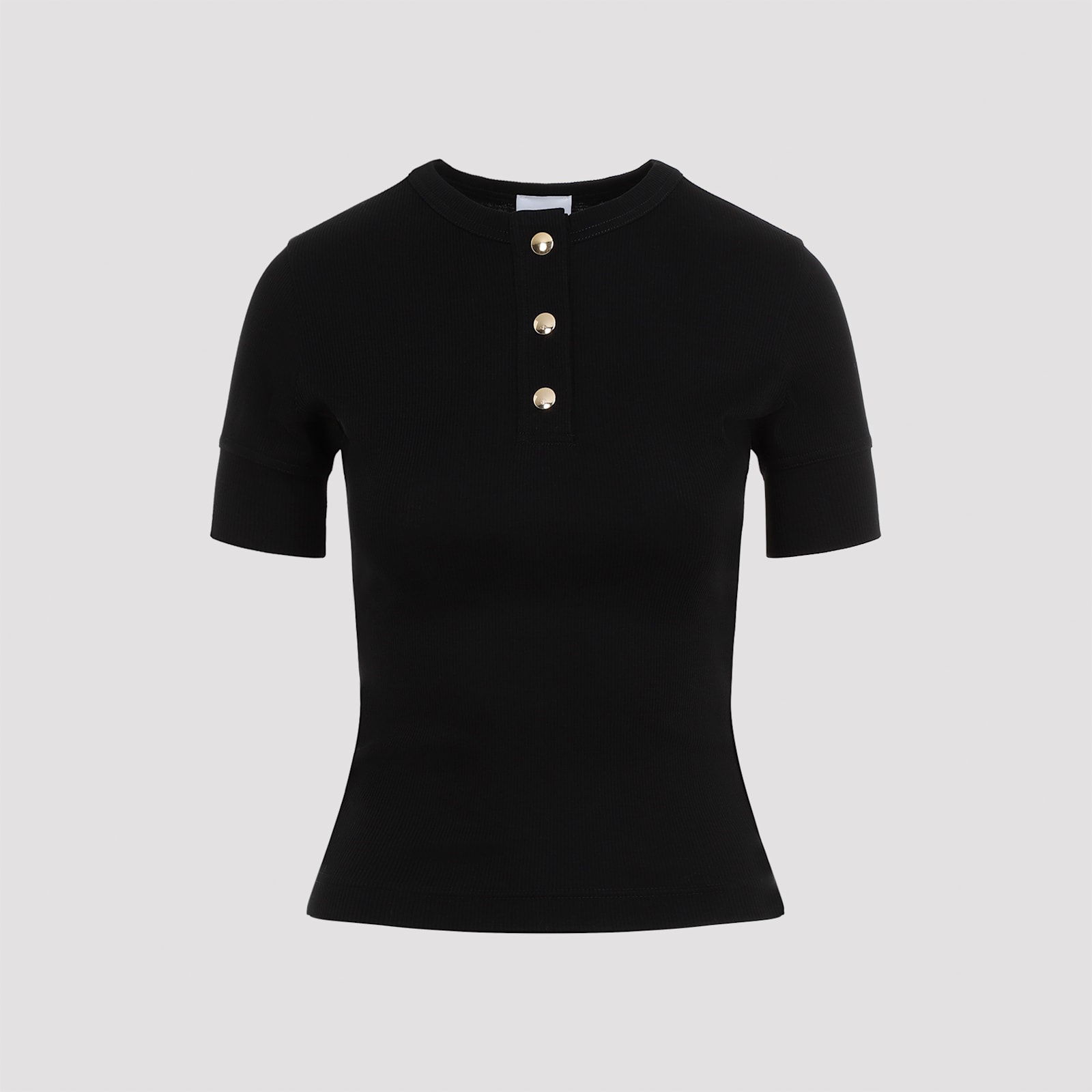 Shop Patou Rib Snap Buttoned T-shirt In B Black