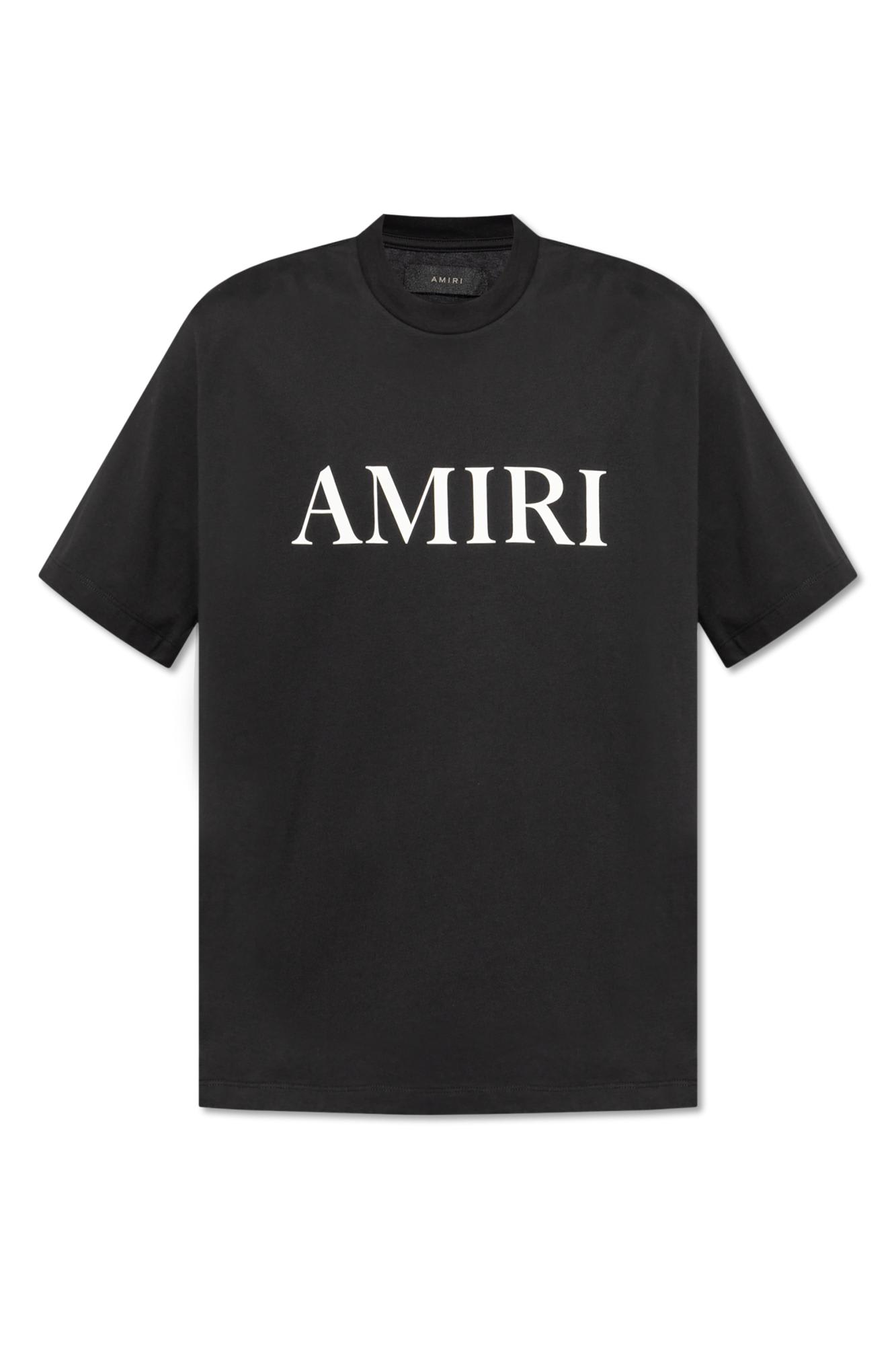 Amiri Black Crewneck T-shirt With Logo Lettering Print On The Front In Cotton Man In Black