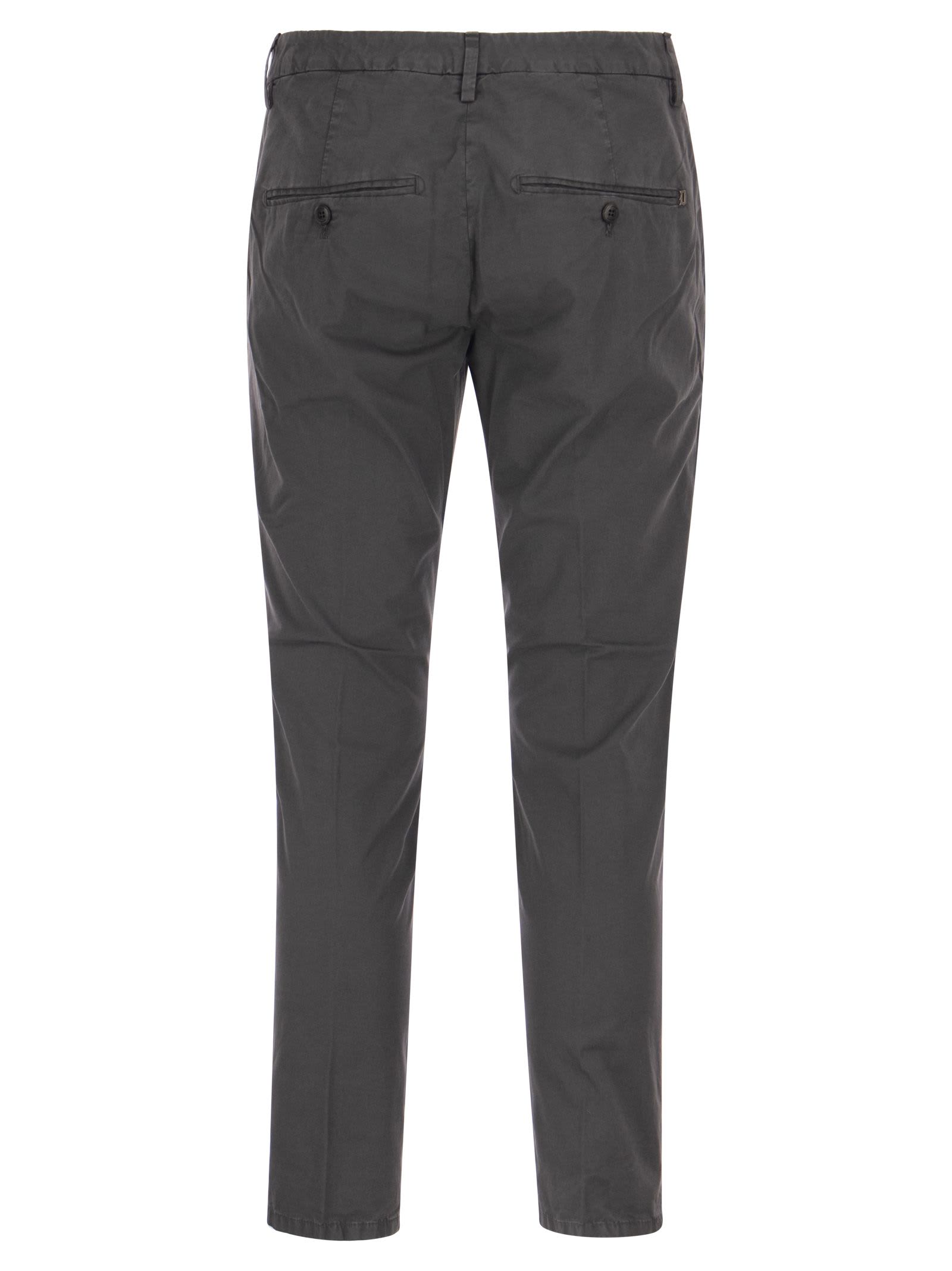 Shop Dondup Alfredo - Slim-fit Cotton Trousers In Lead
