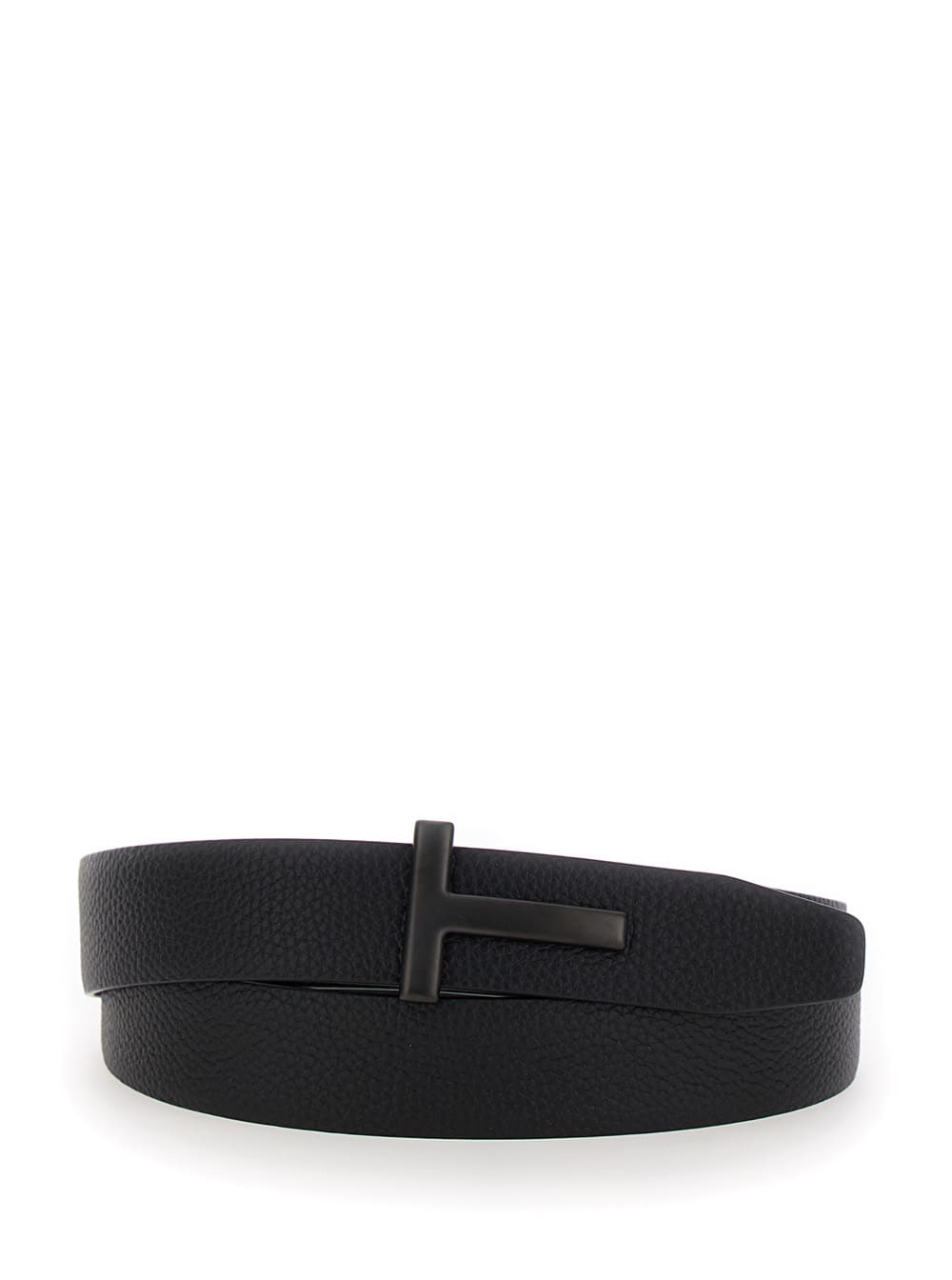 Black Belt With T Buckle In Leather Man