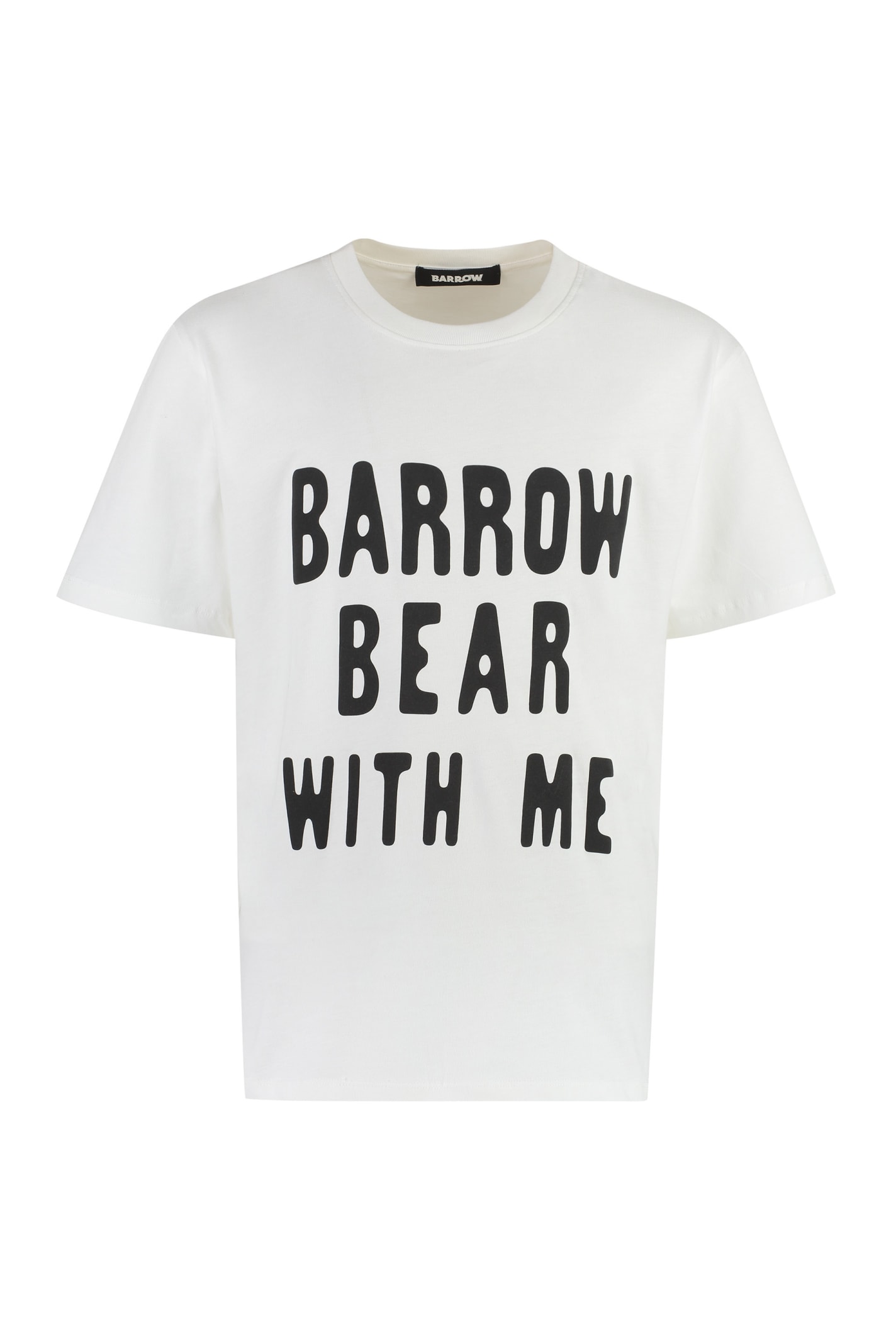 Shop Barrow Cotton Crew-neck T-shirt In Off White