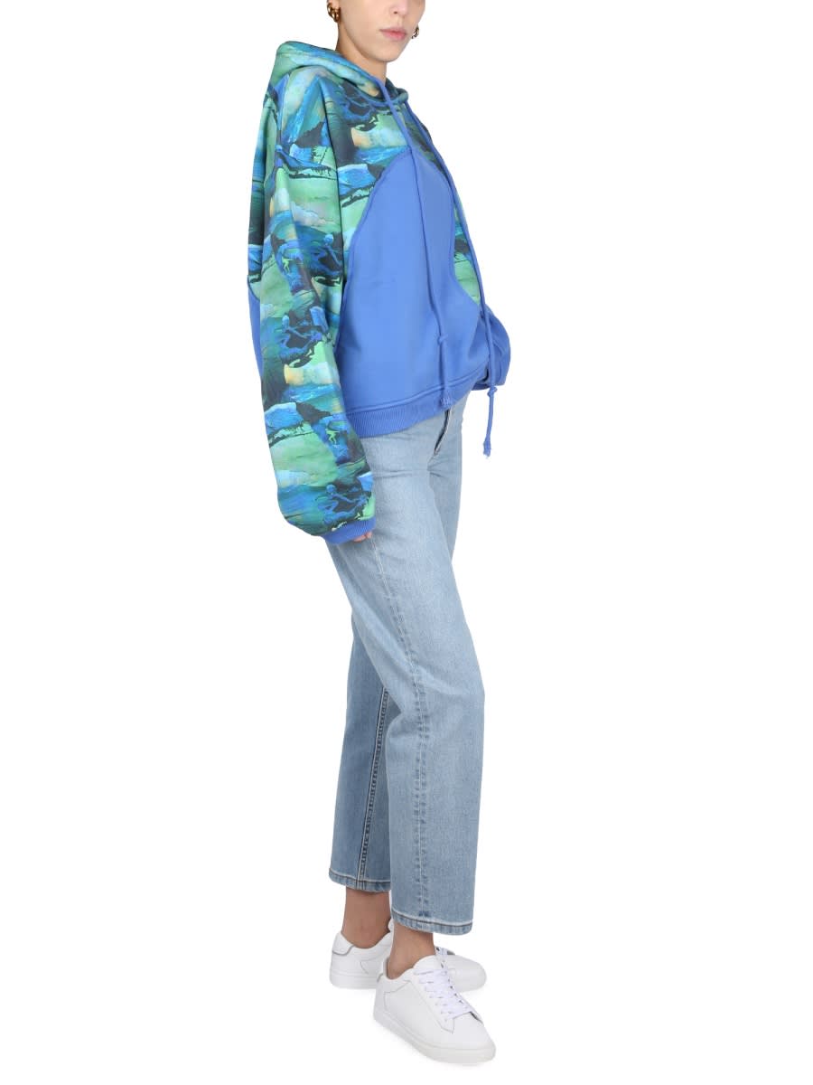 Erl Hooded Sweatshirt Abstract Print In Green