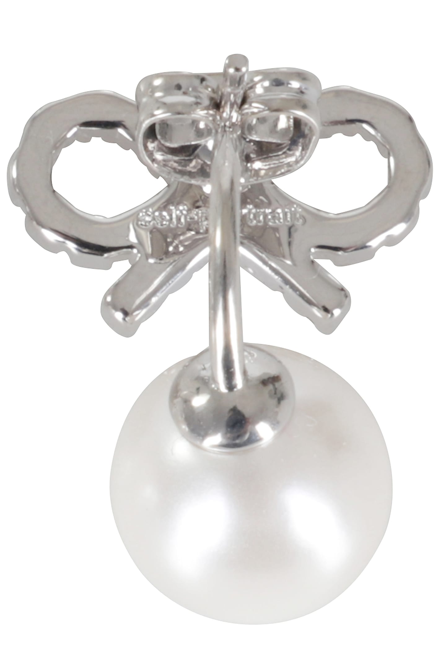 Self-portrait Crystal Bow Pearl Jacket Earrings In Metallic