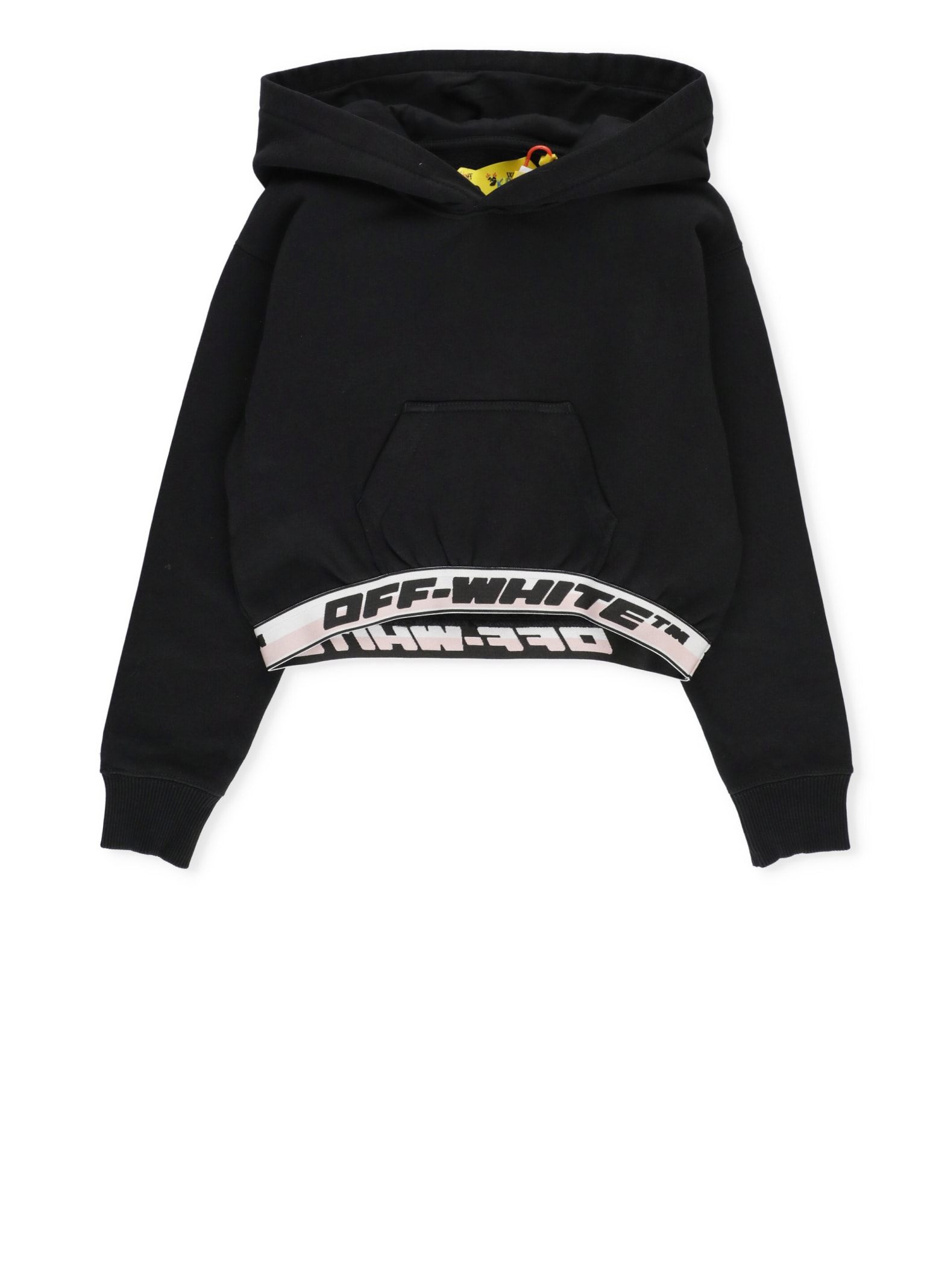 Shop Off-white Logo Band Cropped Hoodie In Black
