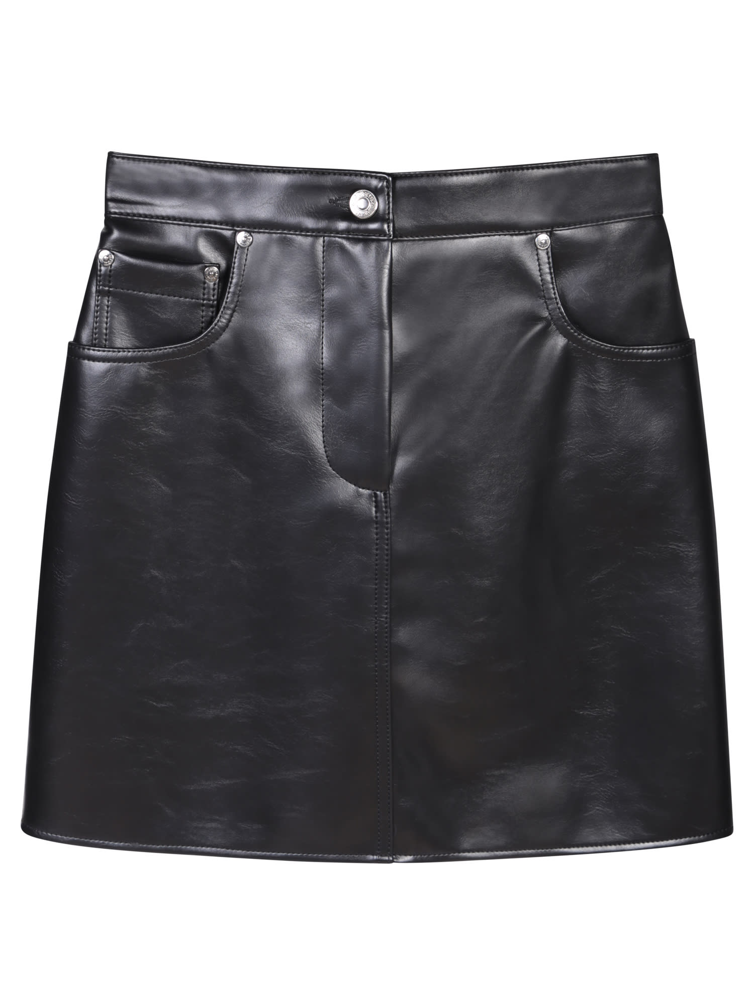 Shop Msgm Faux-leather Black Mini Skirt