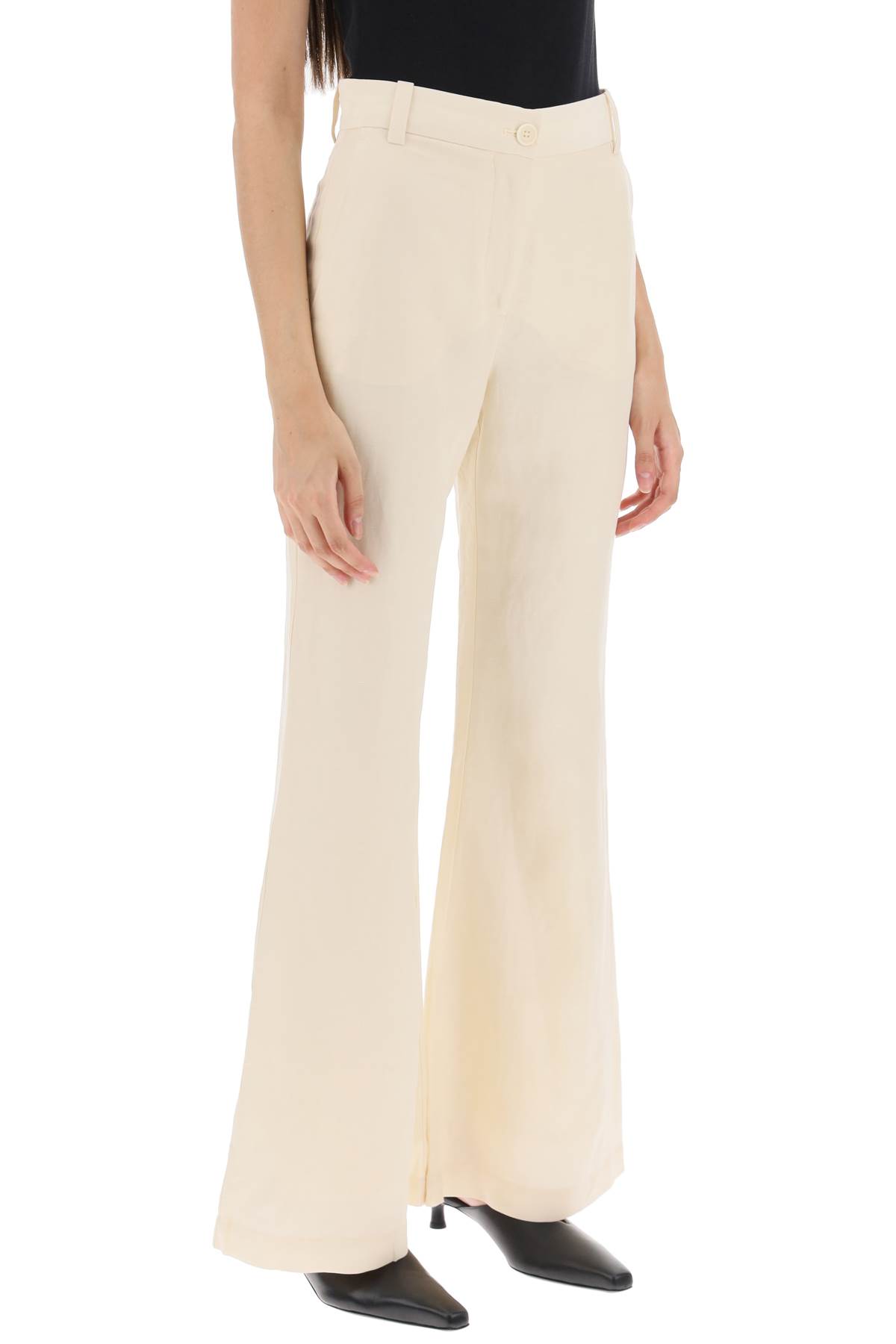Shop By Malene Birger Carass Linen Blend Pants In Pearl (beige)