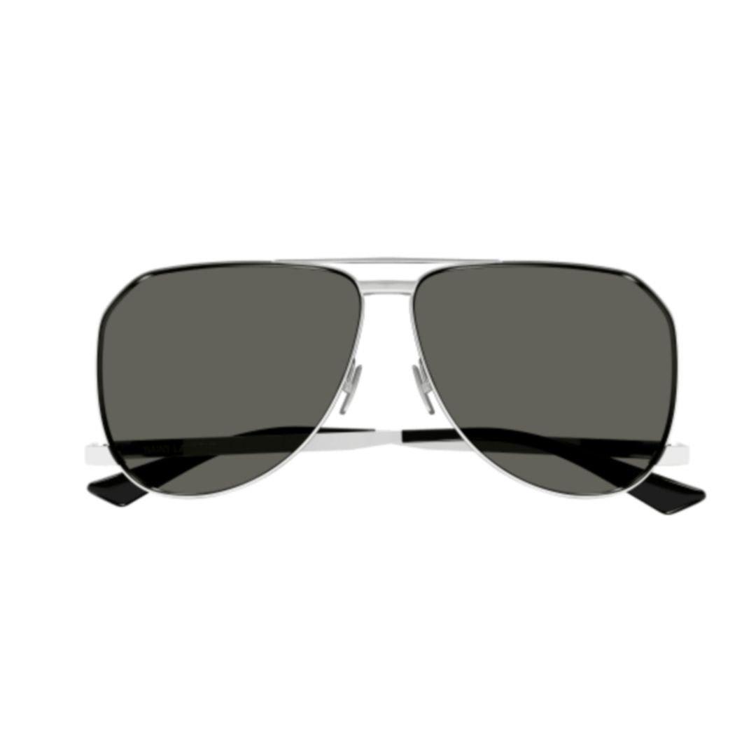 Shop Saint Laurent Aviator Sunglasses In 002 Silver Silver Grey