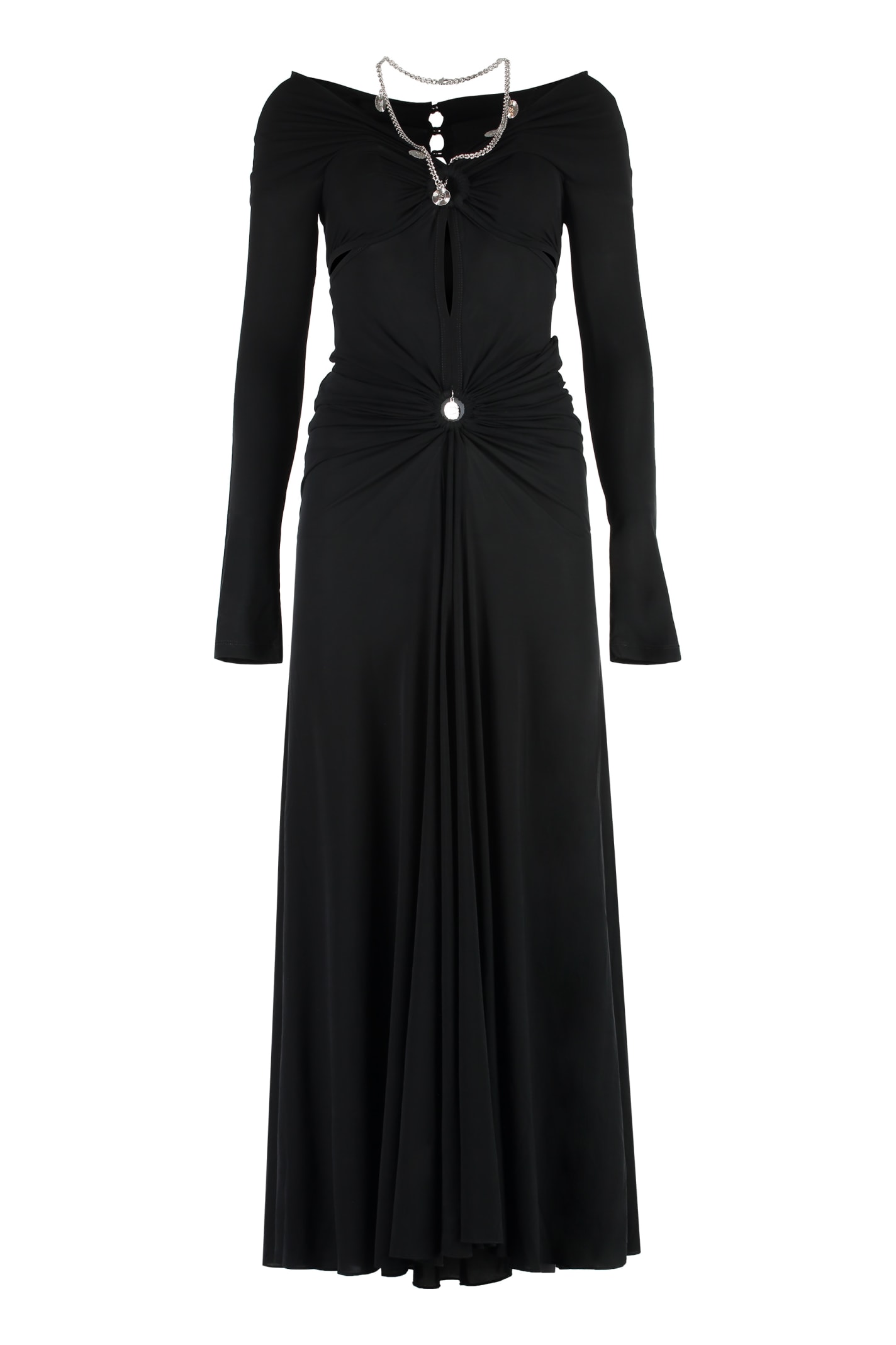 Shop Rabanne Draped Jersey Dress In Black