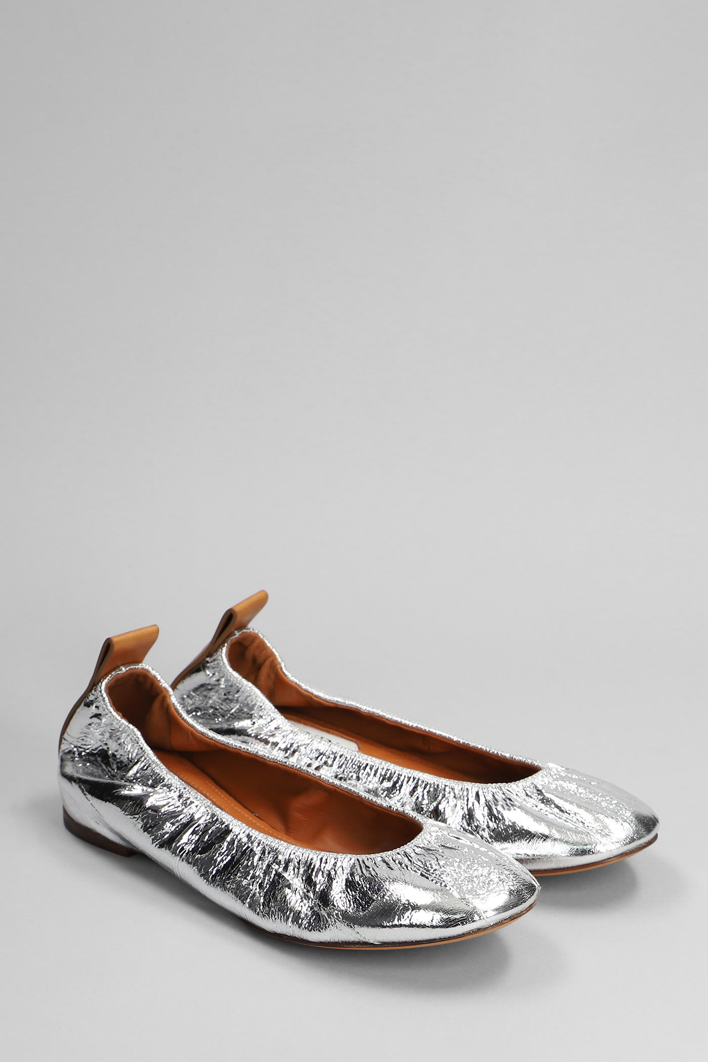 Shop Lanvin Ballet Flats In Silver Leather