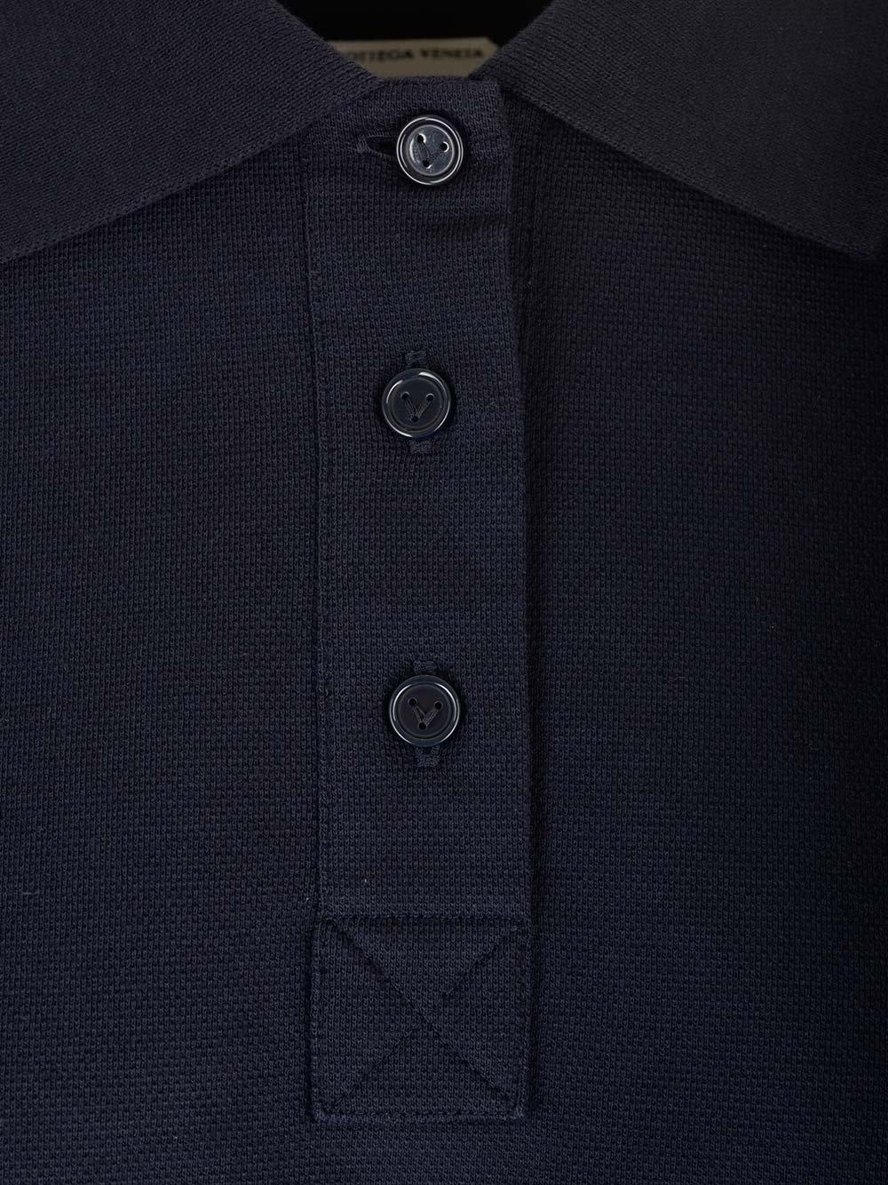 Shop Bottega Veneta Collared Short-sleeve Cropped Polo Shirt In Blue