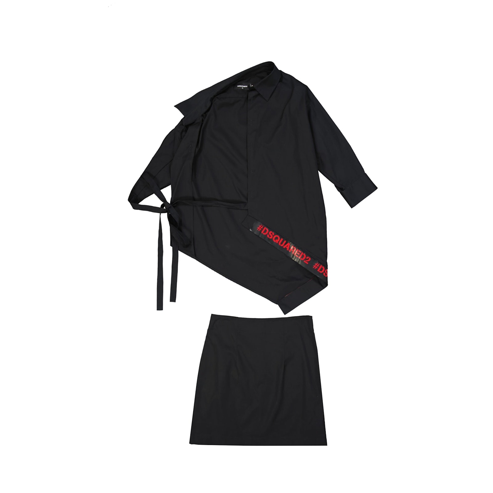 Dsquared2 Asymmetric Black Cotton Suit In Black